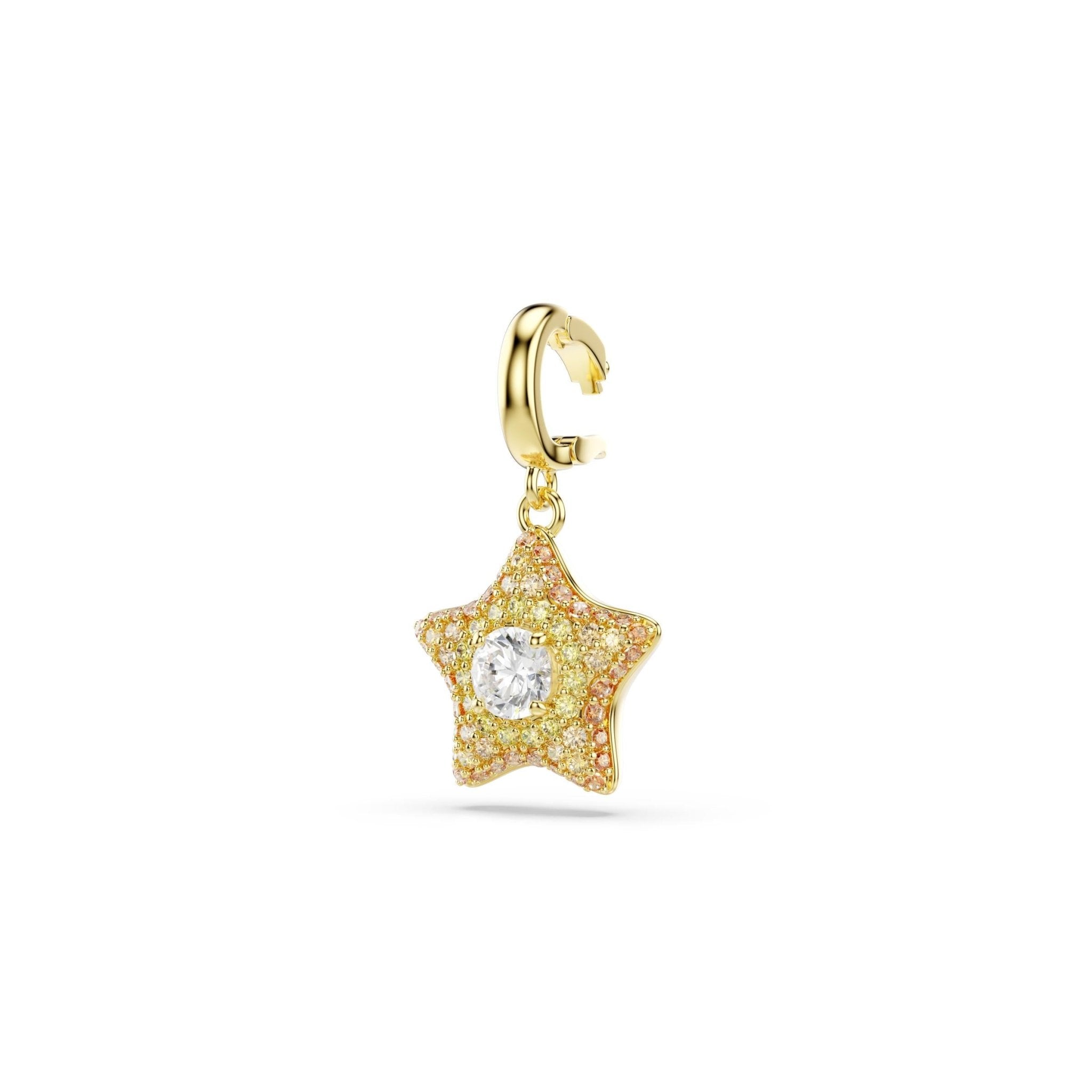 Sublima charm, Round cut, Star, Yellow, 18K gold finish -Swarovski