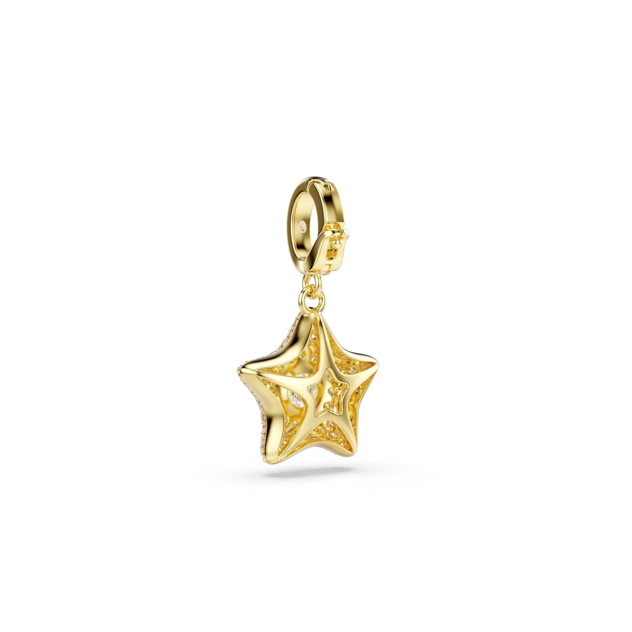 Sublima charm, Round cut, Star, Yellow, 18K gold finish -Swarovski