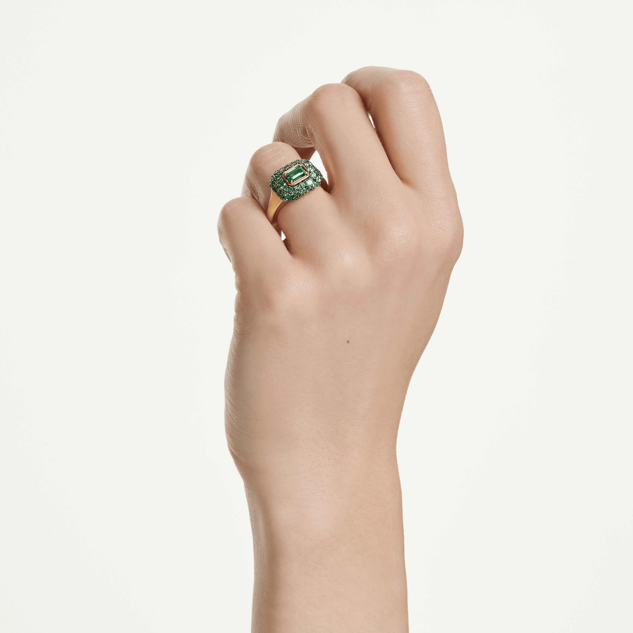 Sublima cocktail ring, Octagon cut, Green, 18K gold finish -Swarovski