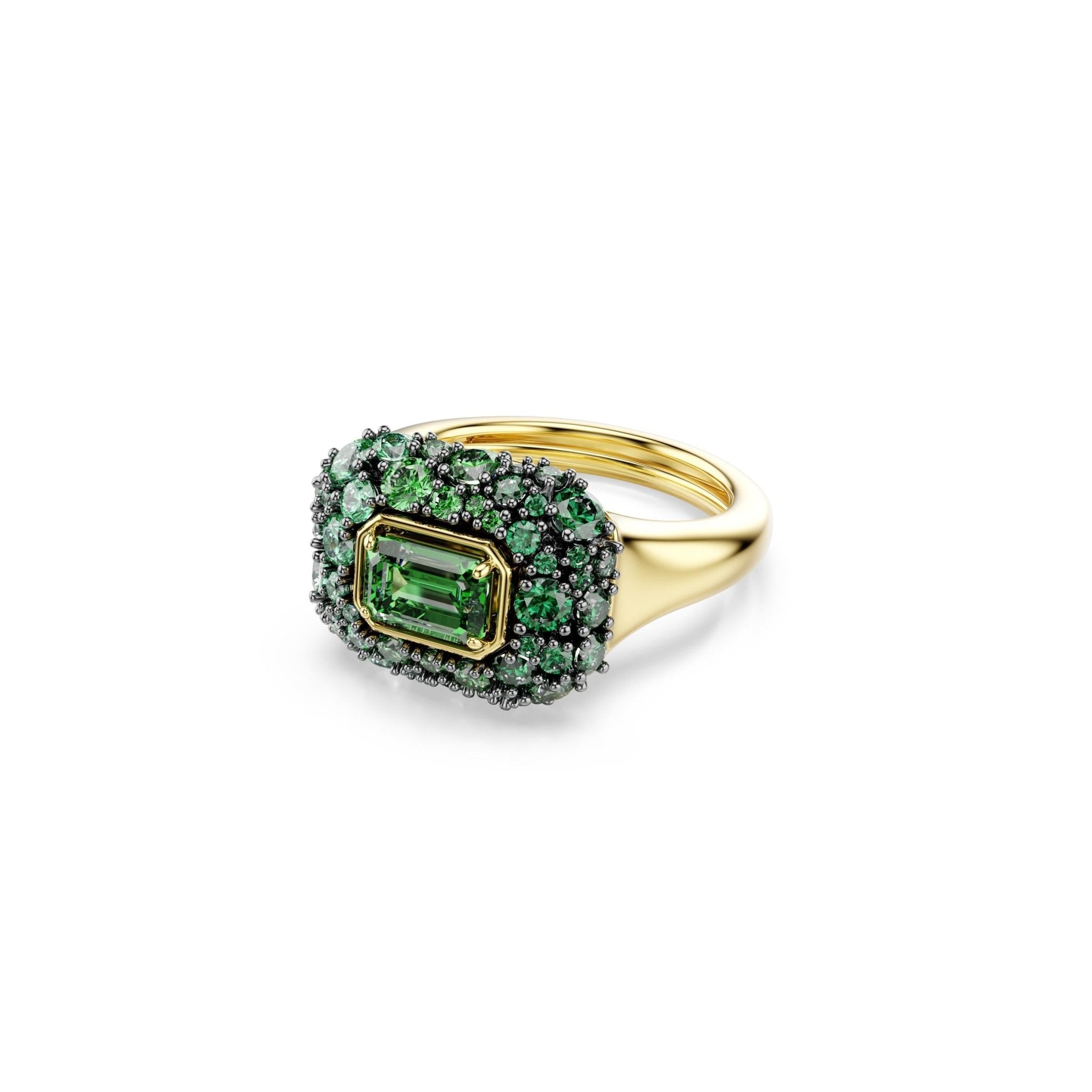 Sublima cocktail ring, Octagon cut, Green, 18K gold finish -Swarovski