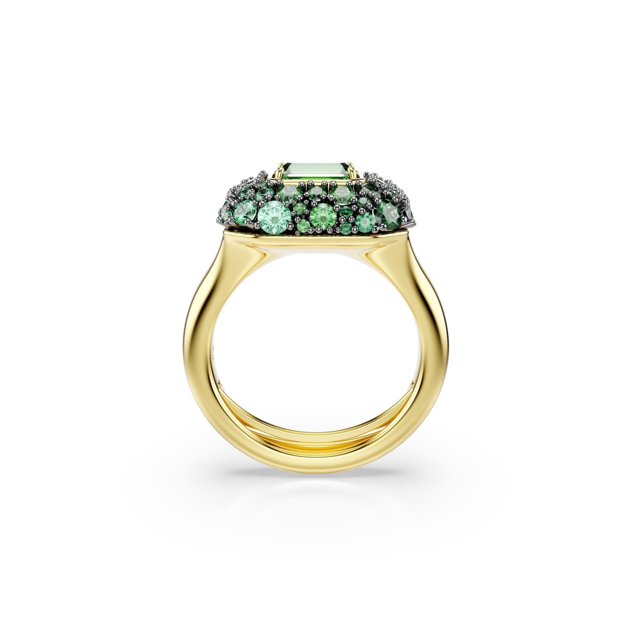 Sublima cocktail ring, Octagon cut, Green, 18K gold finish -Swarovski