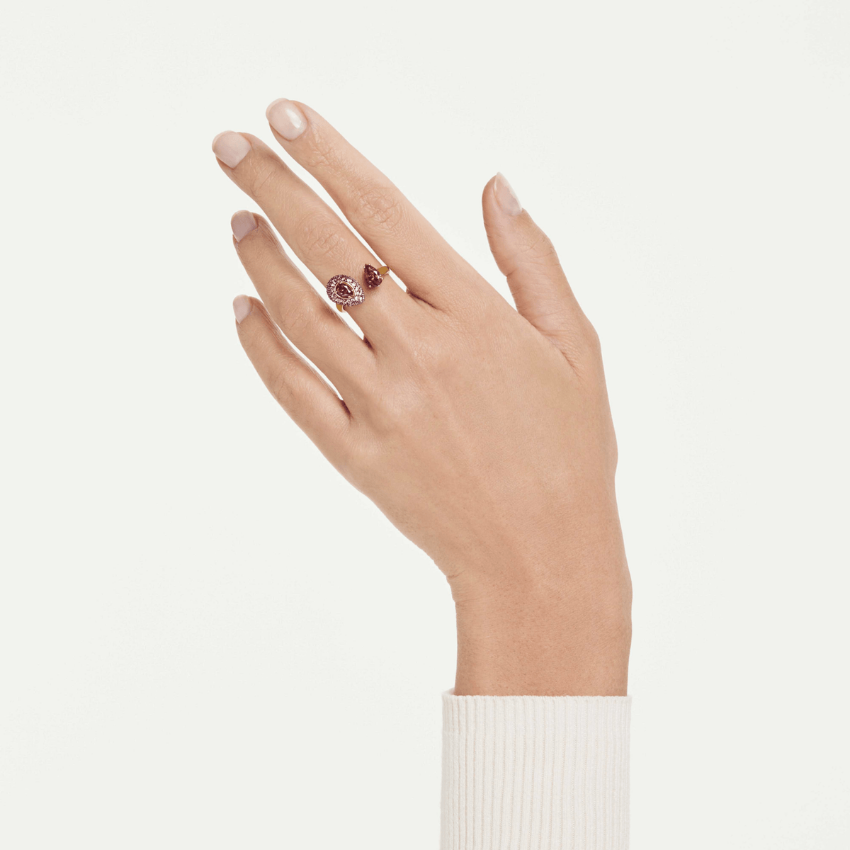 Sublima cocktail ring, Pear cut, Red, 18K gold finish -Swarovski