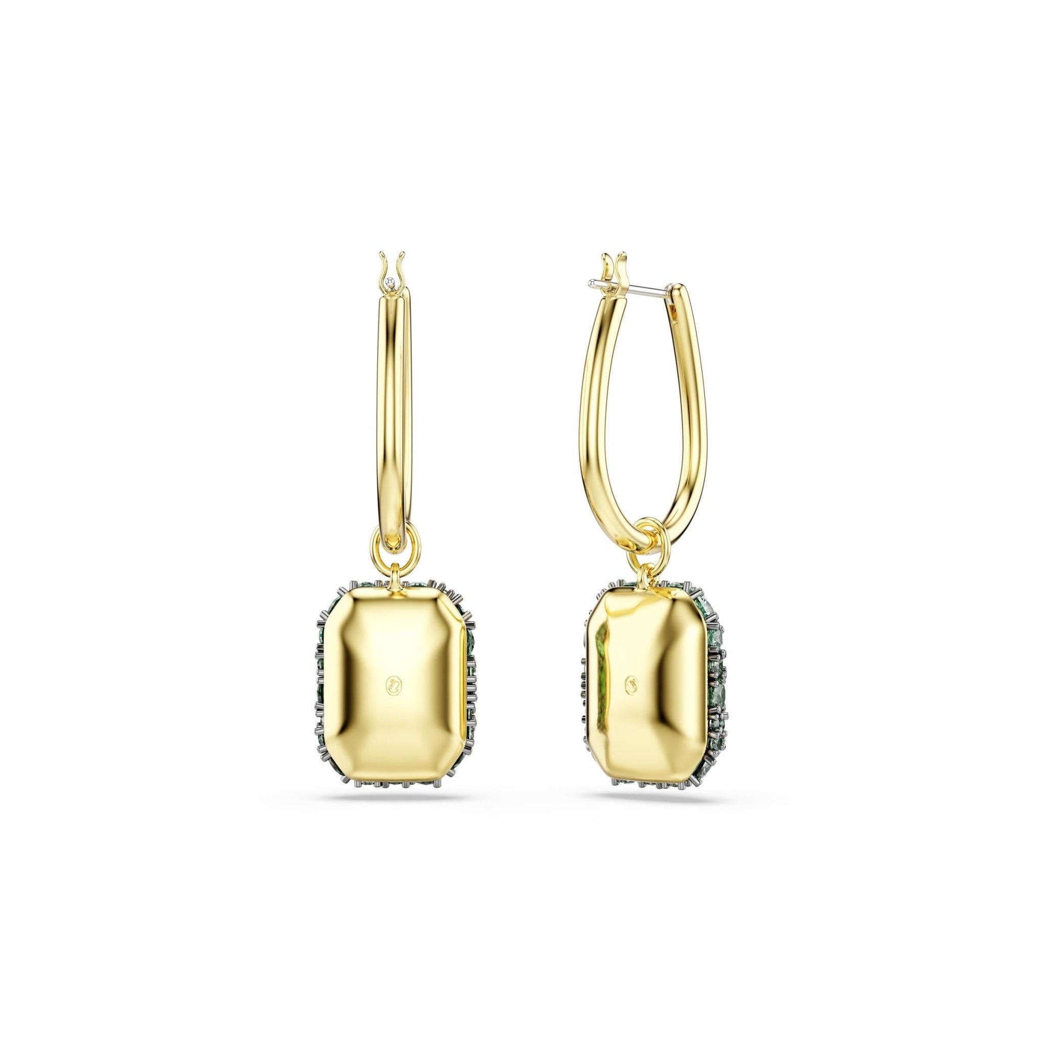 Sublima drop earrings, Octagon cut, Green, 18K gold finish -Swarovski