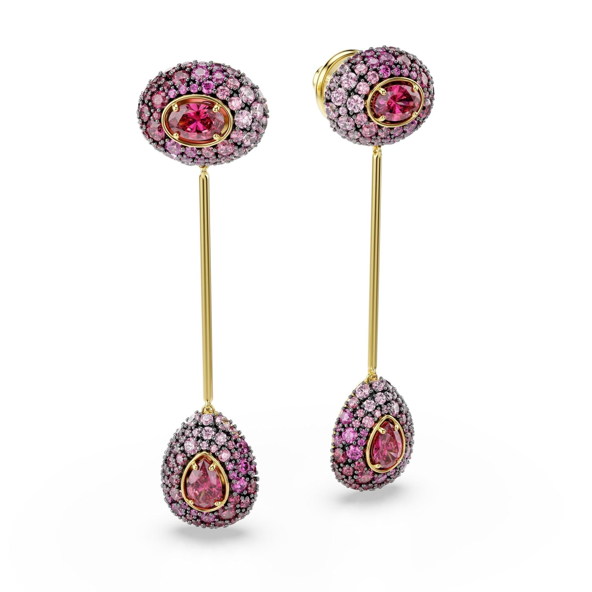 Sublima drop earrings, Pear cut, Red, 18K gold finish -Swarovski