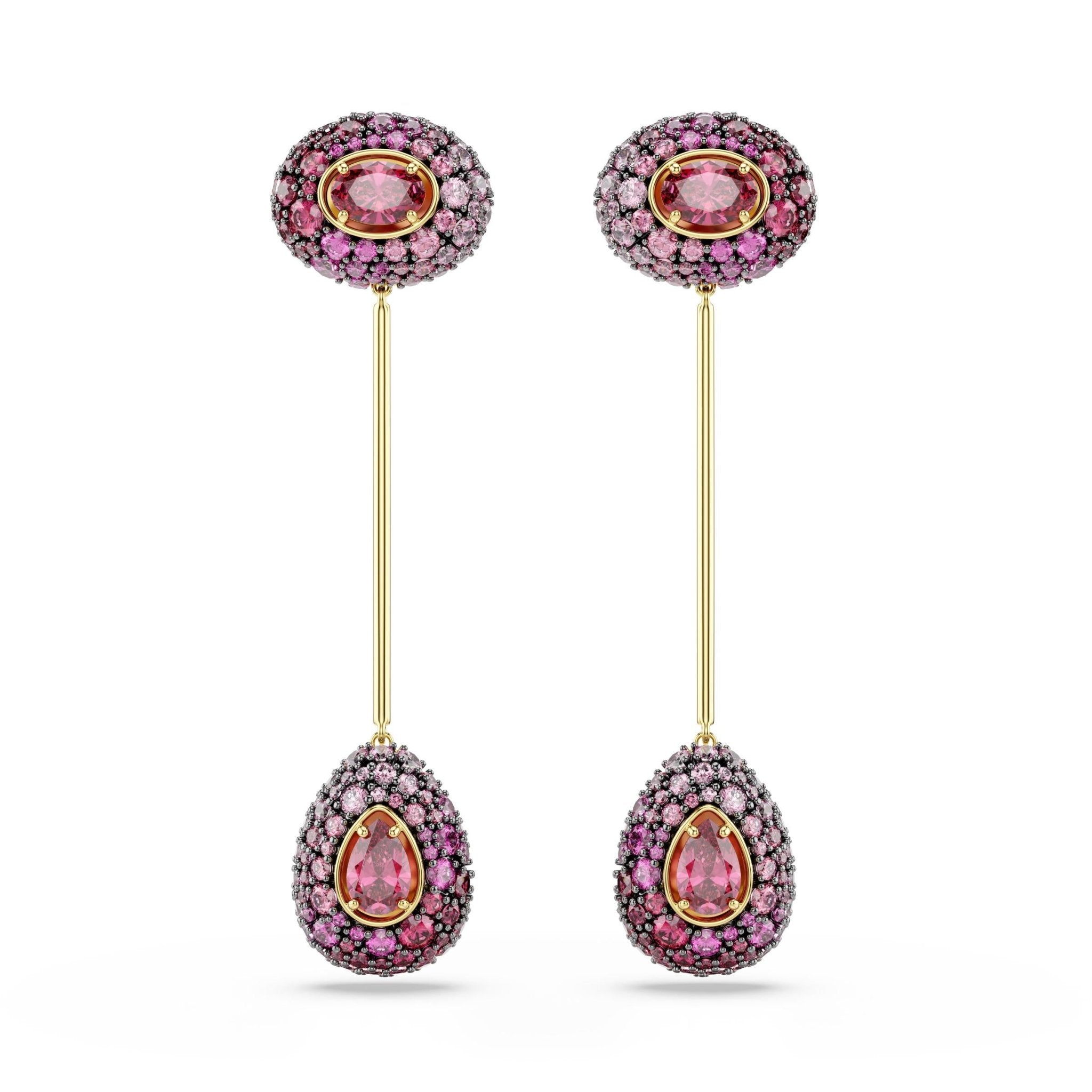 Sublima drop earrings, Pear cut, Red, 18K gold finish -Swarovski