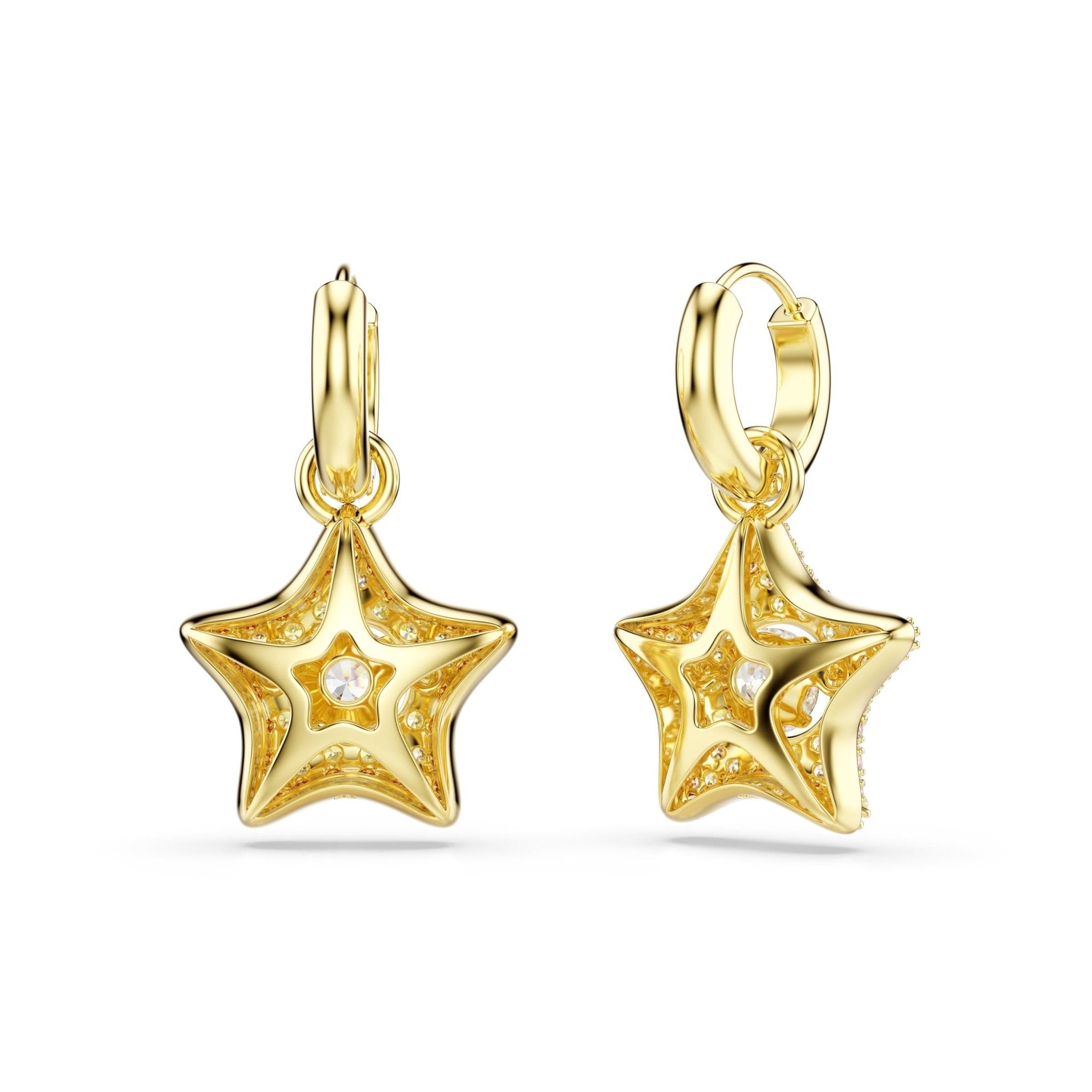 Sublima drop earrings, Round cut, Star, Multicolored, 18K gold finish -Swarovski