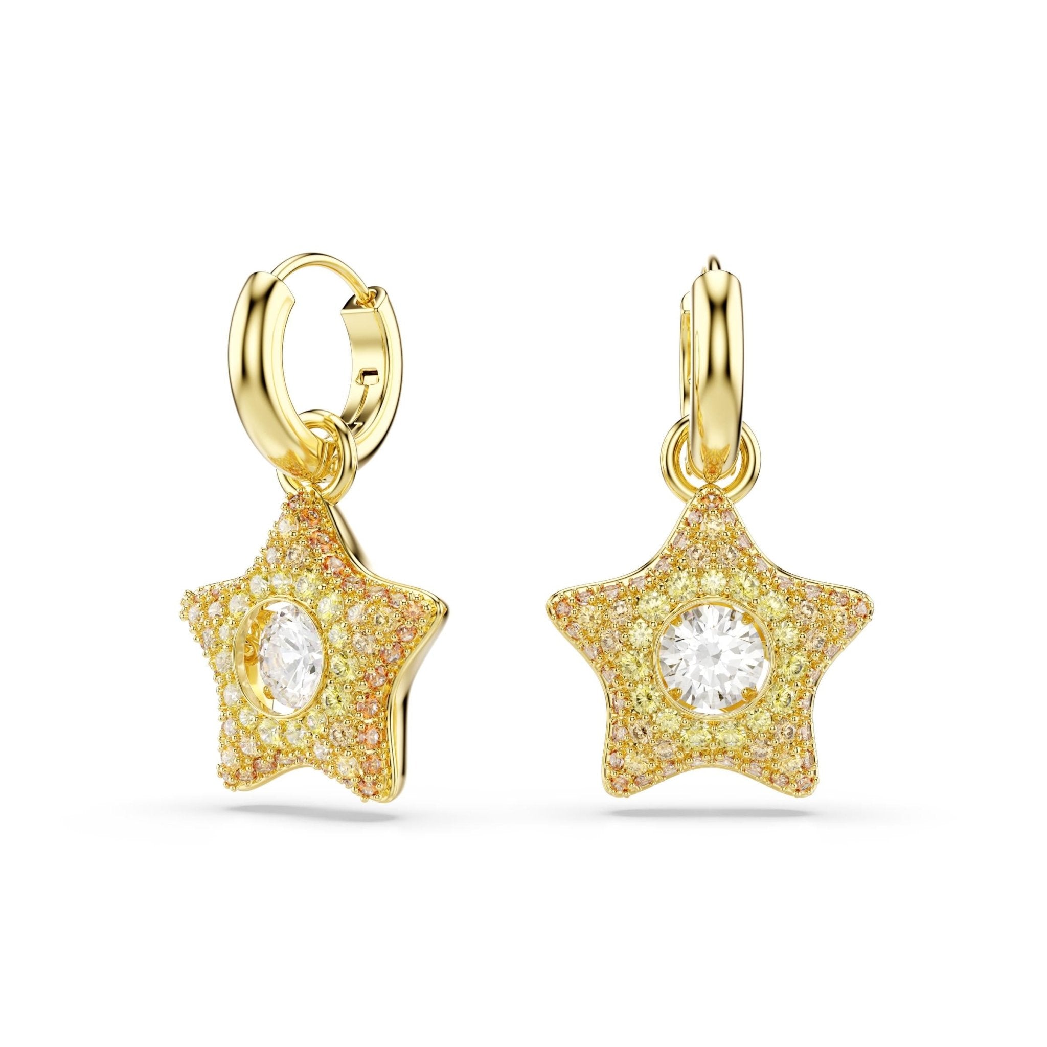 Sublima drop earrings, Round cut, Star, Multicolored, 18K gold finish -Swarovski