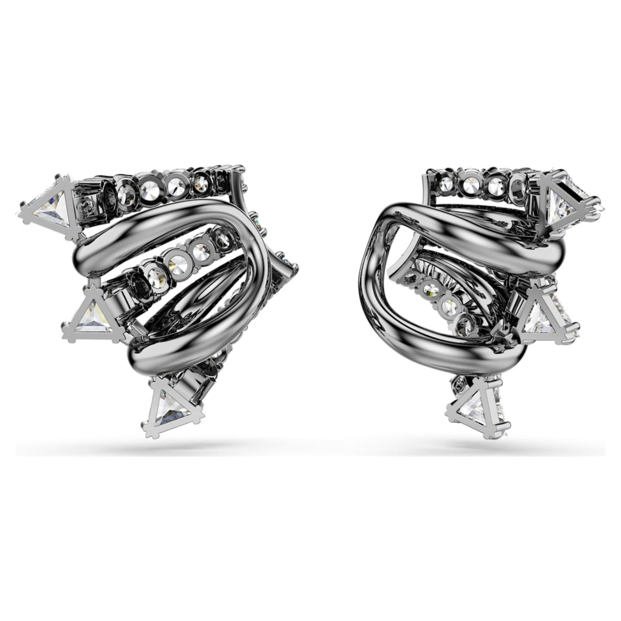 Sublima ear cuffs White, Ruthenium plated -Swarovski