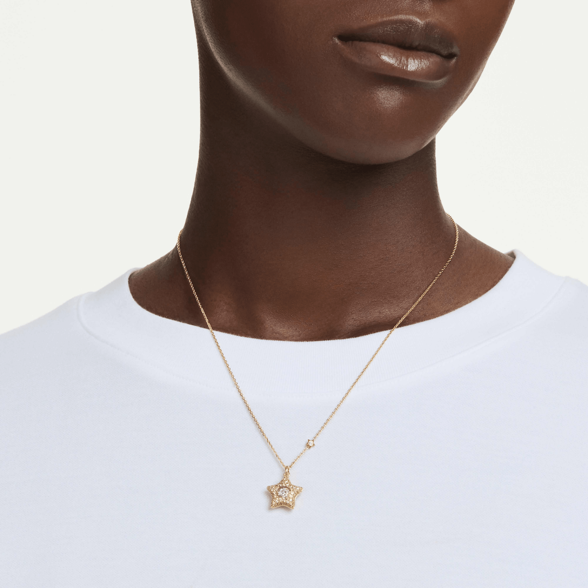 Sublima pendant, Round cut, Star, Multicolored, 18K gold finish -Swarovski