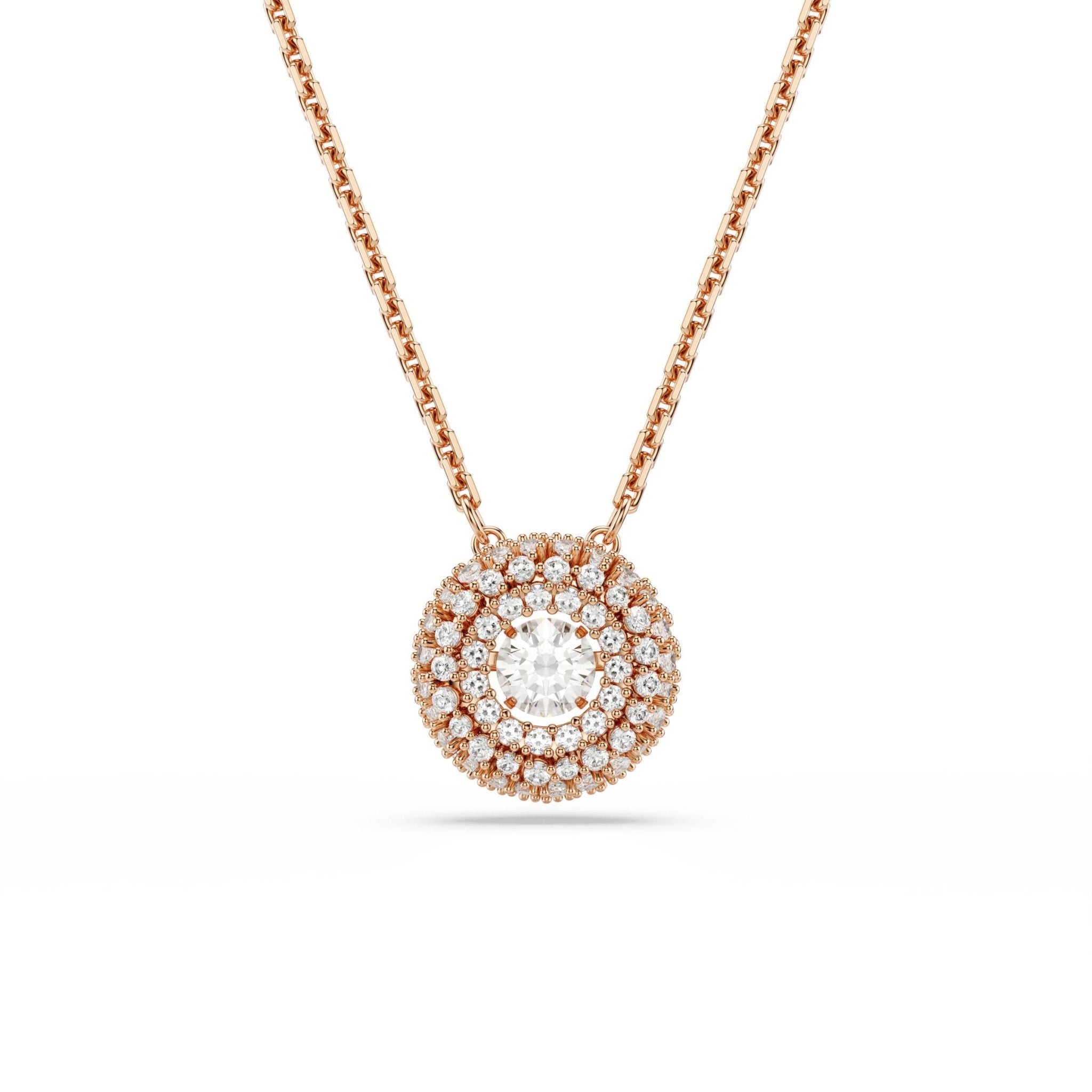 Sublima pendant, Round cut, White, 18K rose gold finish -Swarovski