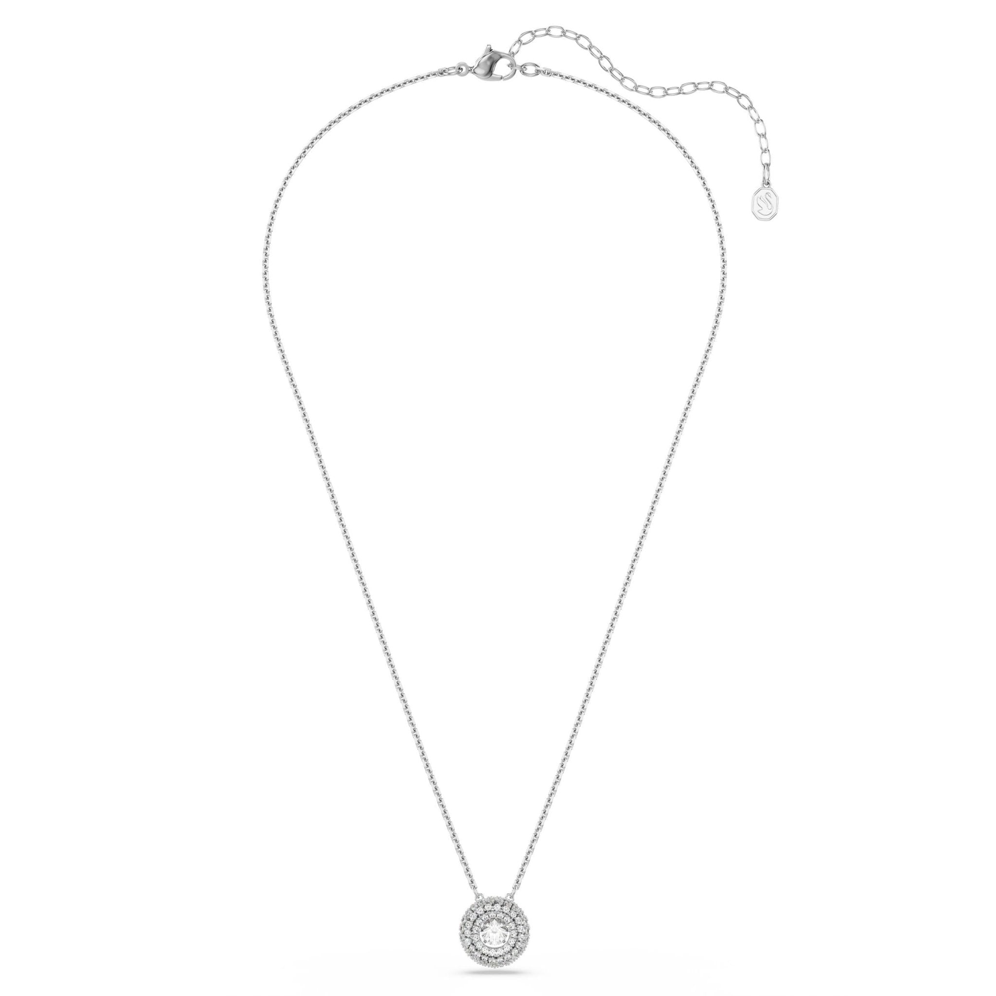 Sublima pendant, Round cut, White, Rhodium plated -Swarovski