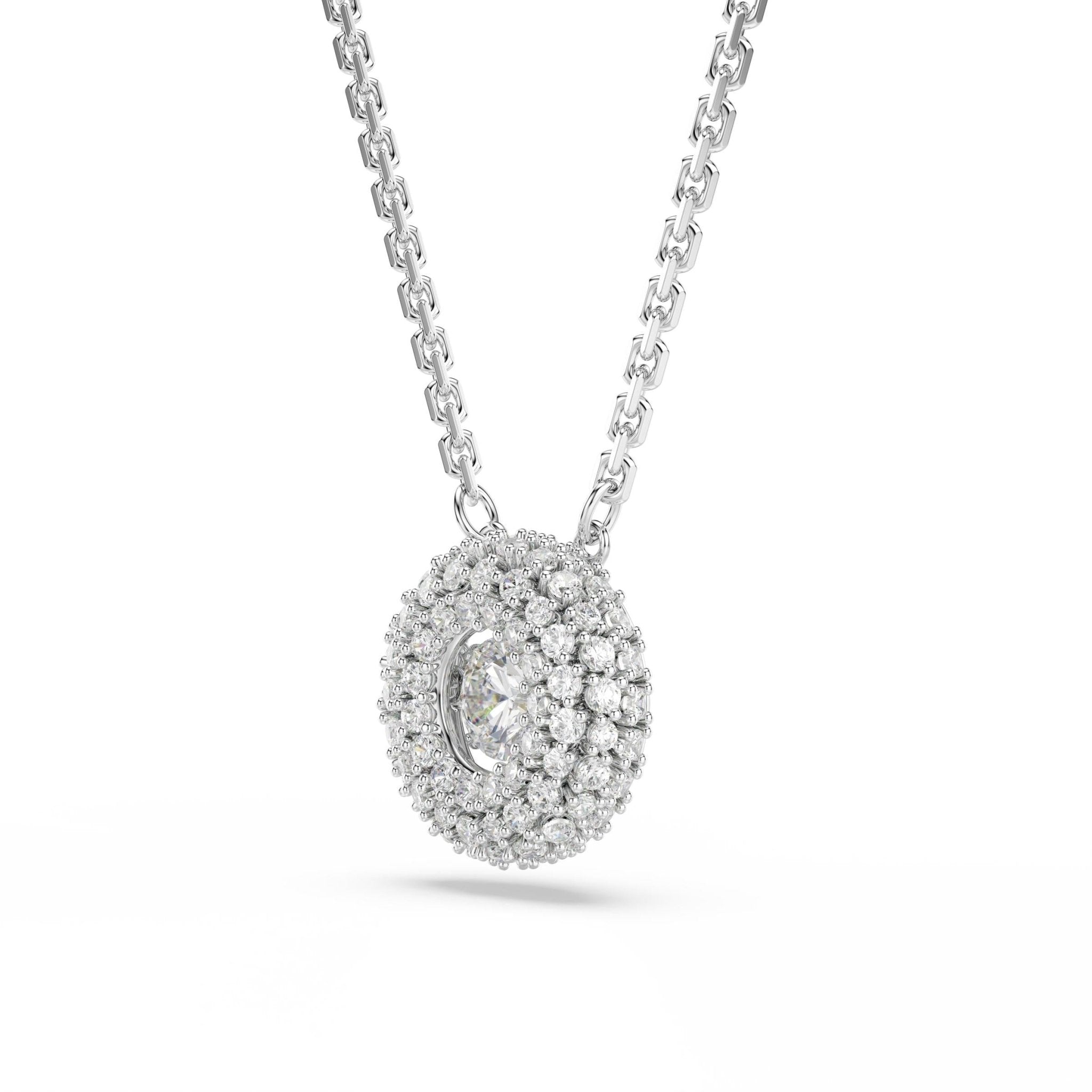 Sublima pendant, Round cut, White, Rhodium plated -Swarovski