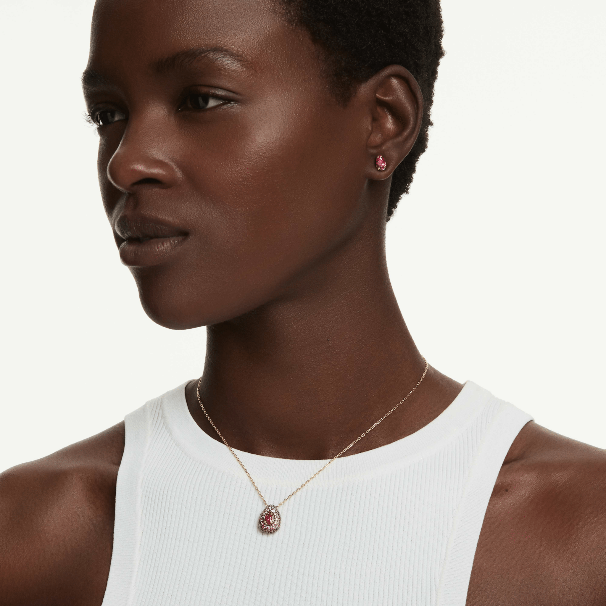 Sublima set, Set (2), Pear cut, Red, 18K gold finish -Swarovski
