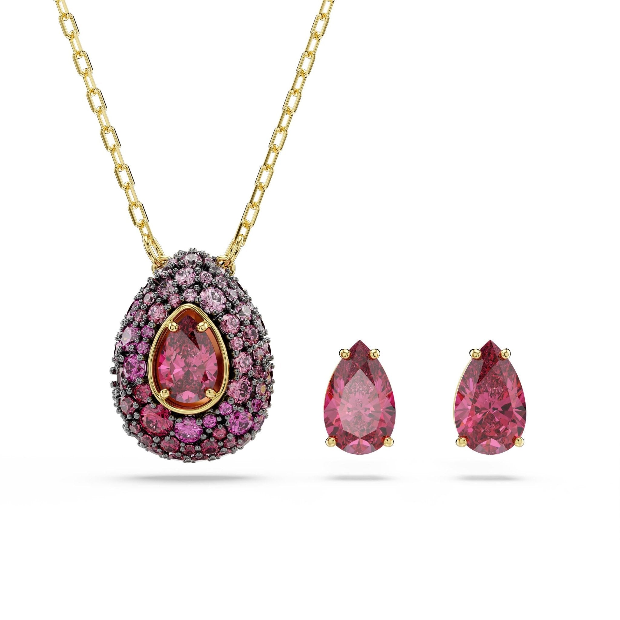 Sublima set, Set (2), Pear cut, Red, 18K gold finish -Swarovski