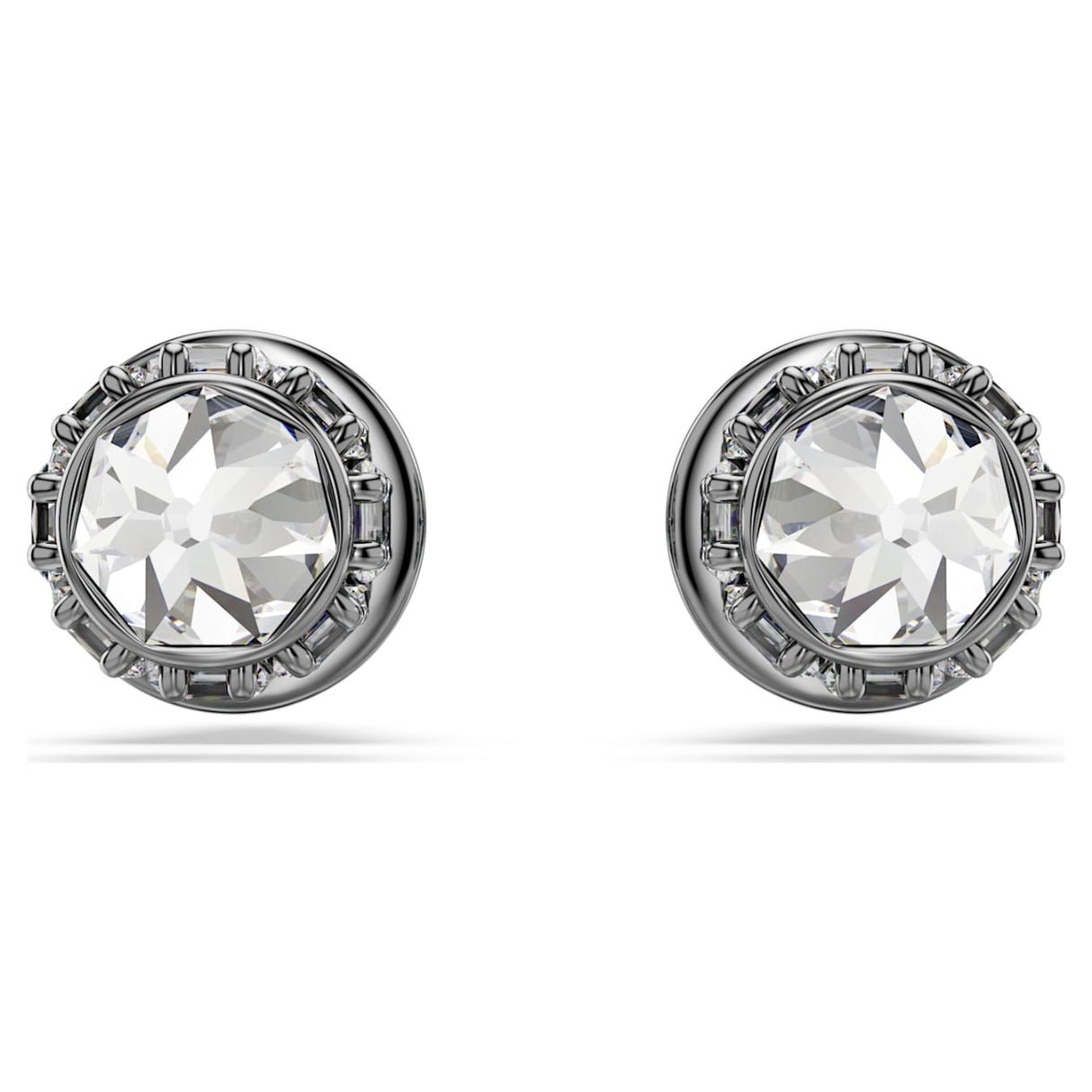 Sublima stud earrings Spike, White, Ruthenium plated -Swarovski