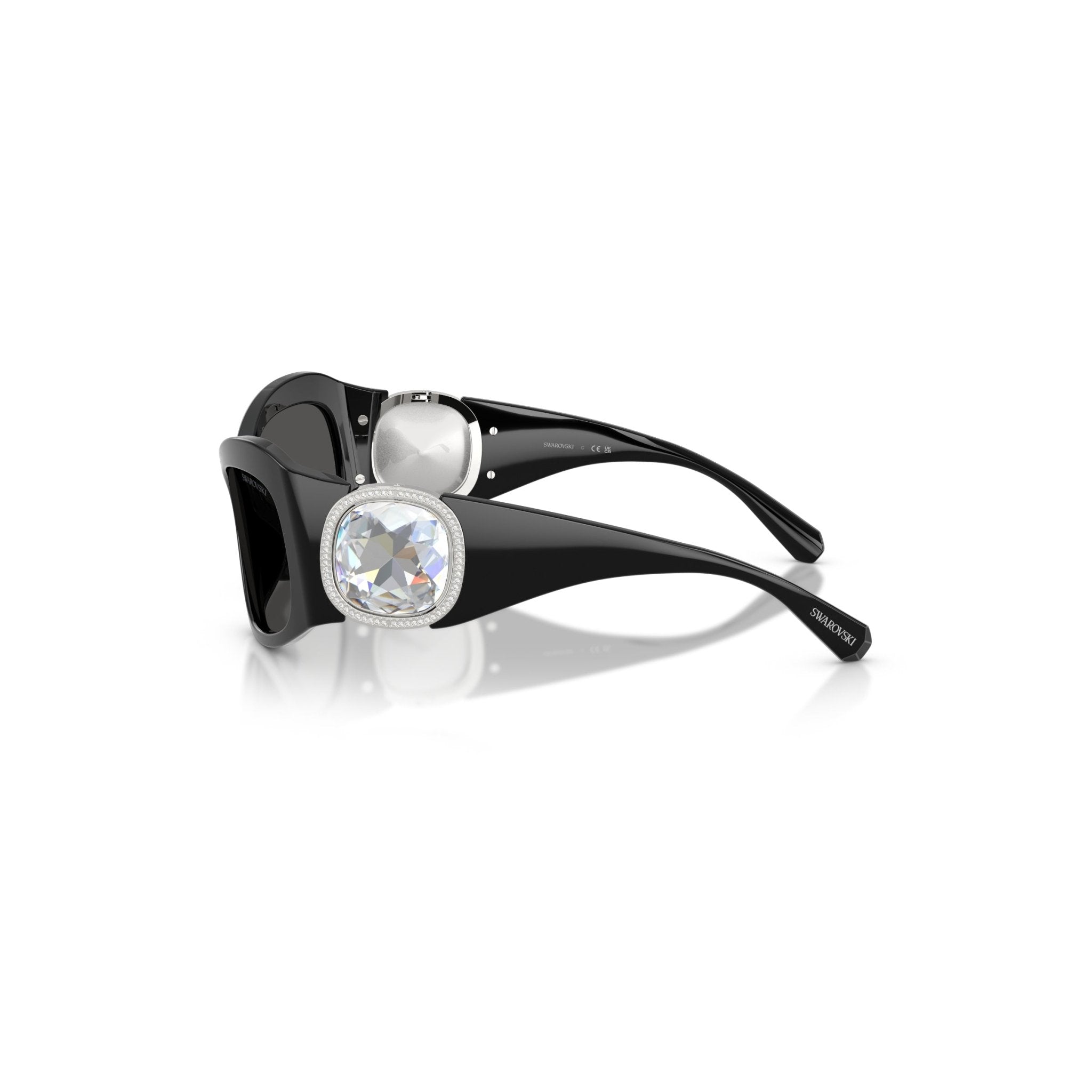 Sunglasses, Butterfly shape, SK6074, Black -Swarovski