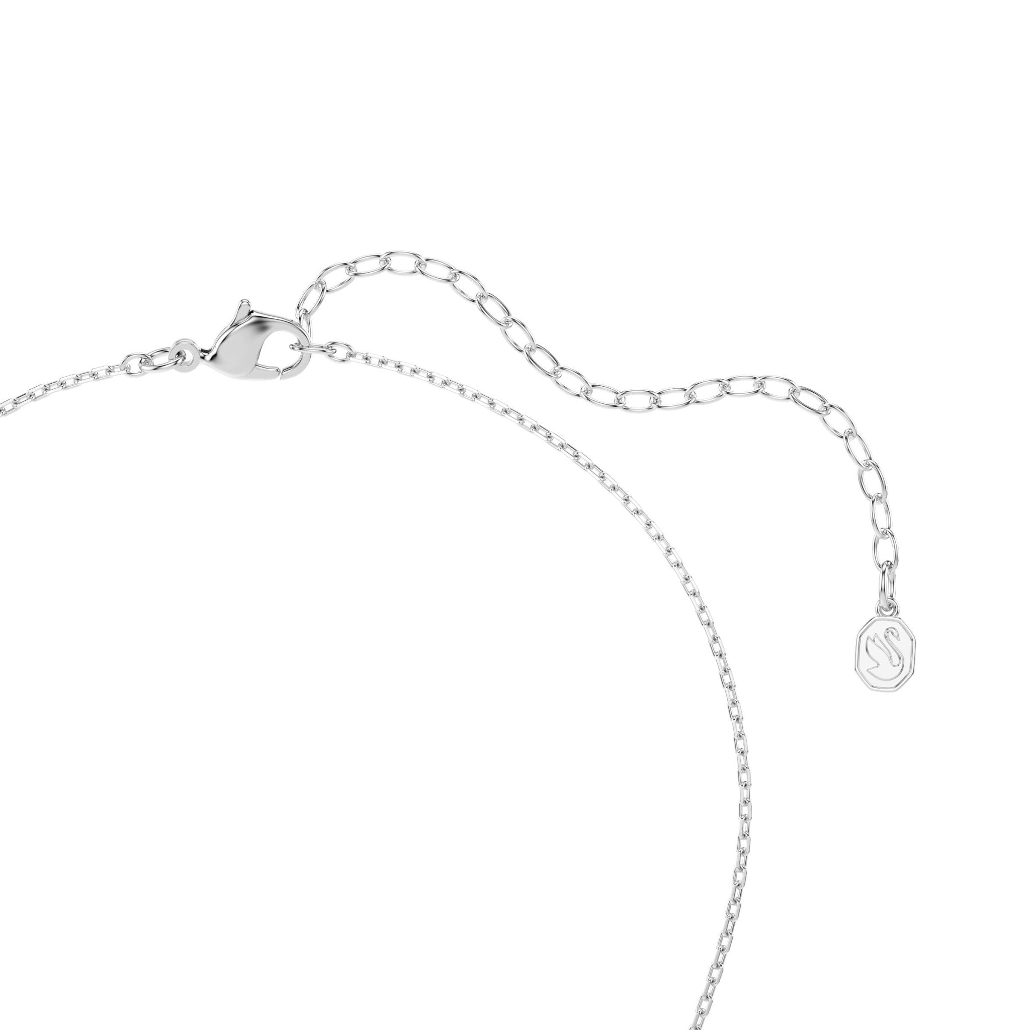 Swan pendant, Mixed cuts, Swan, White, Rhodium plated -Swarovski
