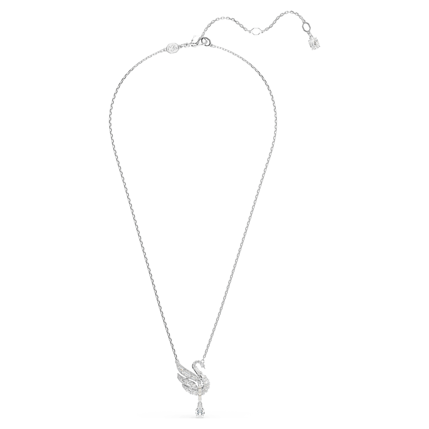 Swan Vienna pendant, White, Rhodium plated -Swarovski
