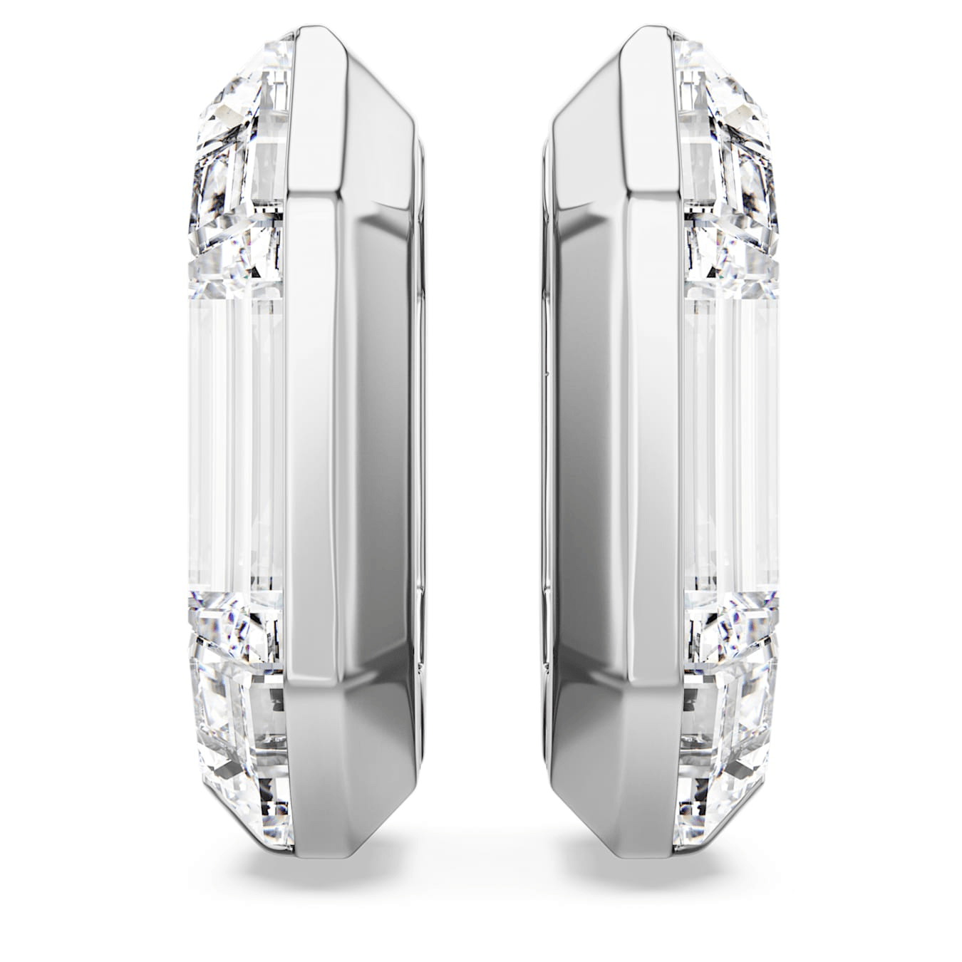 Swaroski Lucent Hoop Earrings, Octagon Shape, Small, White -Swarovski