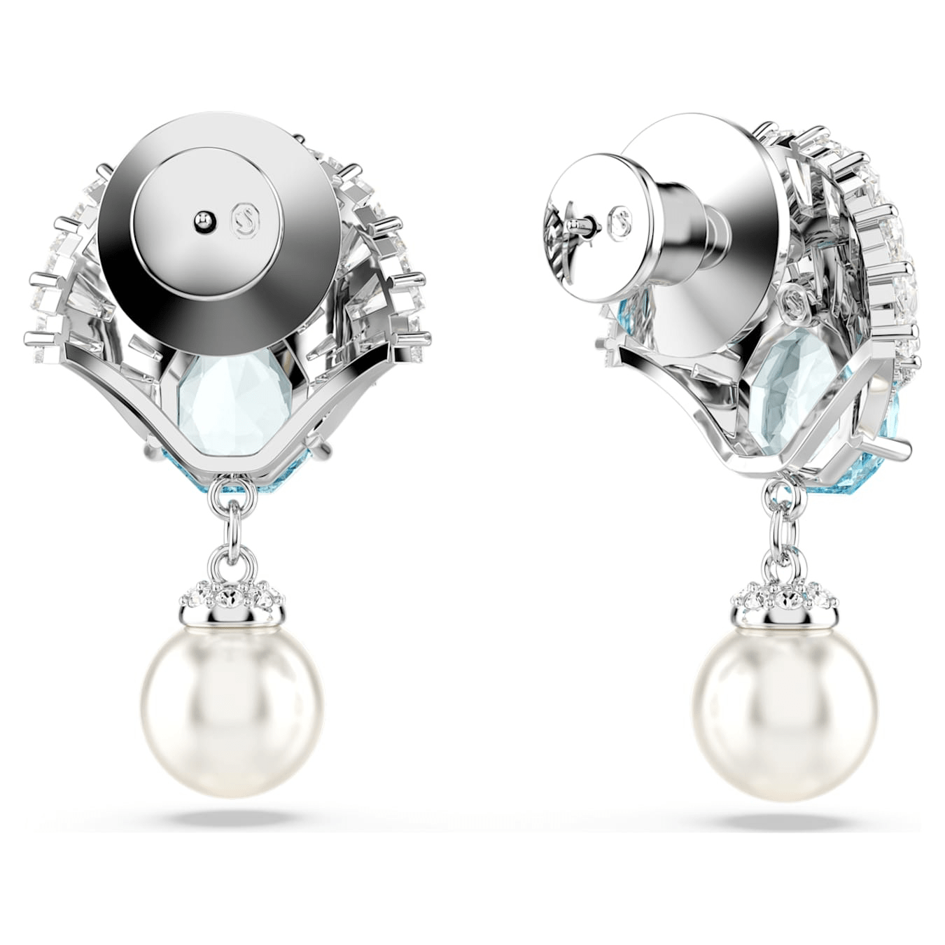 Swarosvki Idyllia Drop Earrings Shell Blue Rhodium Plated -Swarovski