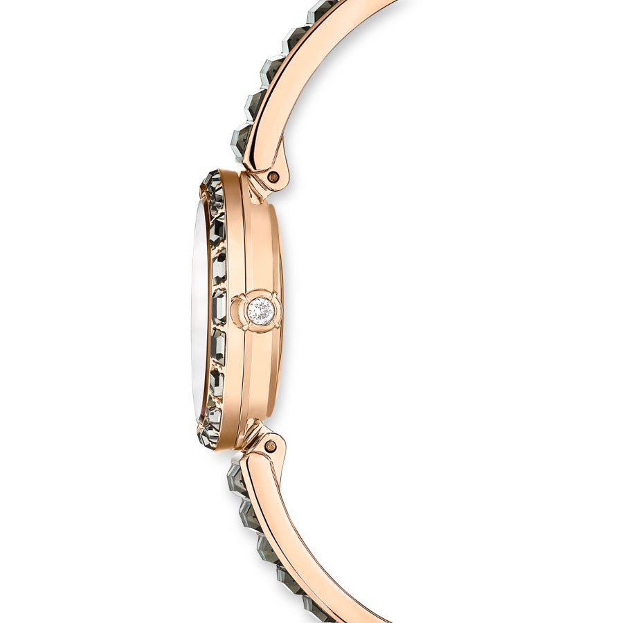 Swarosvki Matrix Bangle Watch, Swiss Made, Crystal Bracelet, Gray, Rose Gold-tone Finish -Swarovski