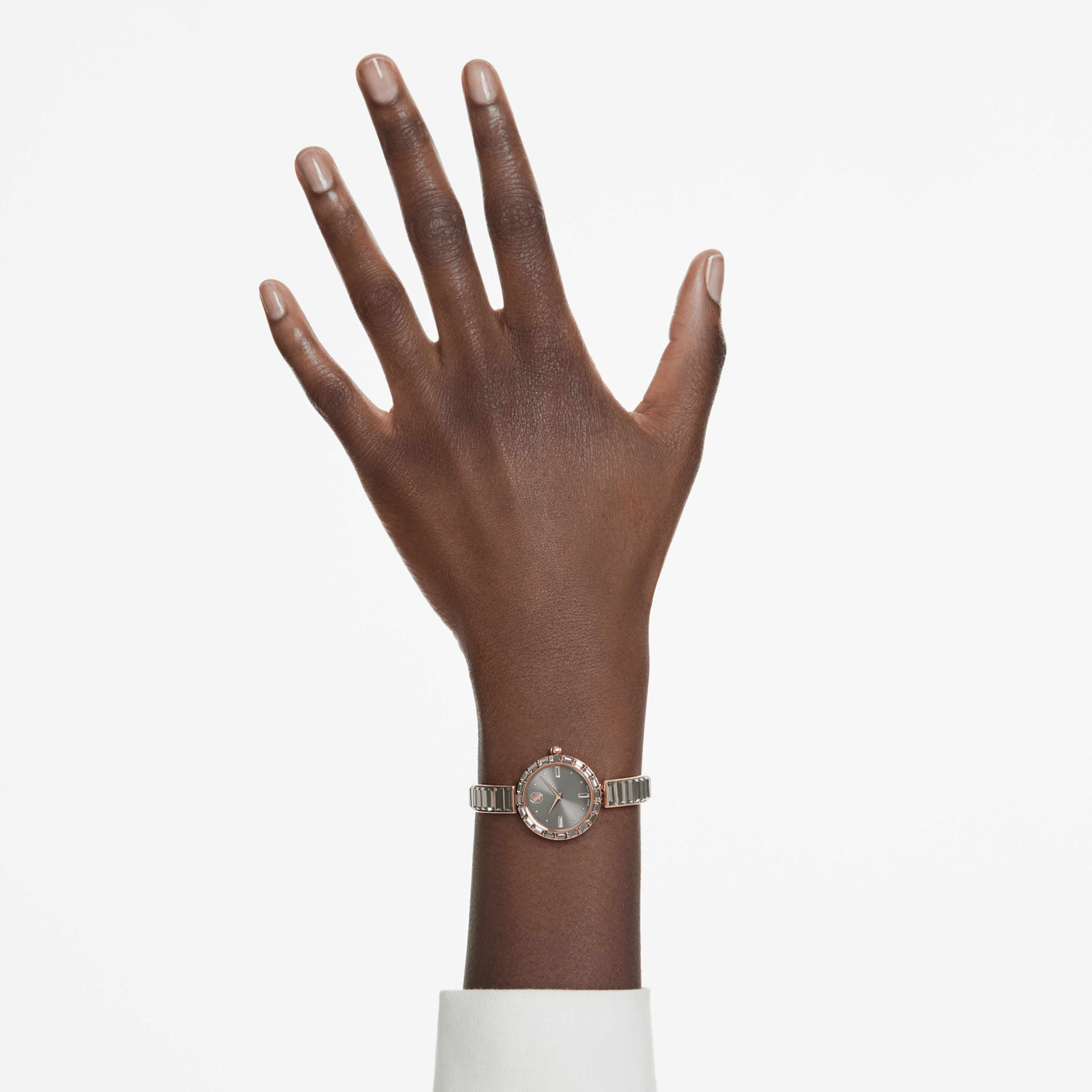 Swarosvki Matrix Bangle Watch, Swiss Made, Crystal Bracelet, Gray, Rose Gold-tone Finish -Swarovski