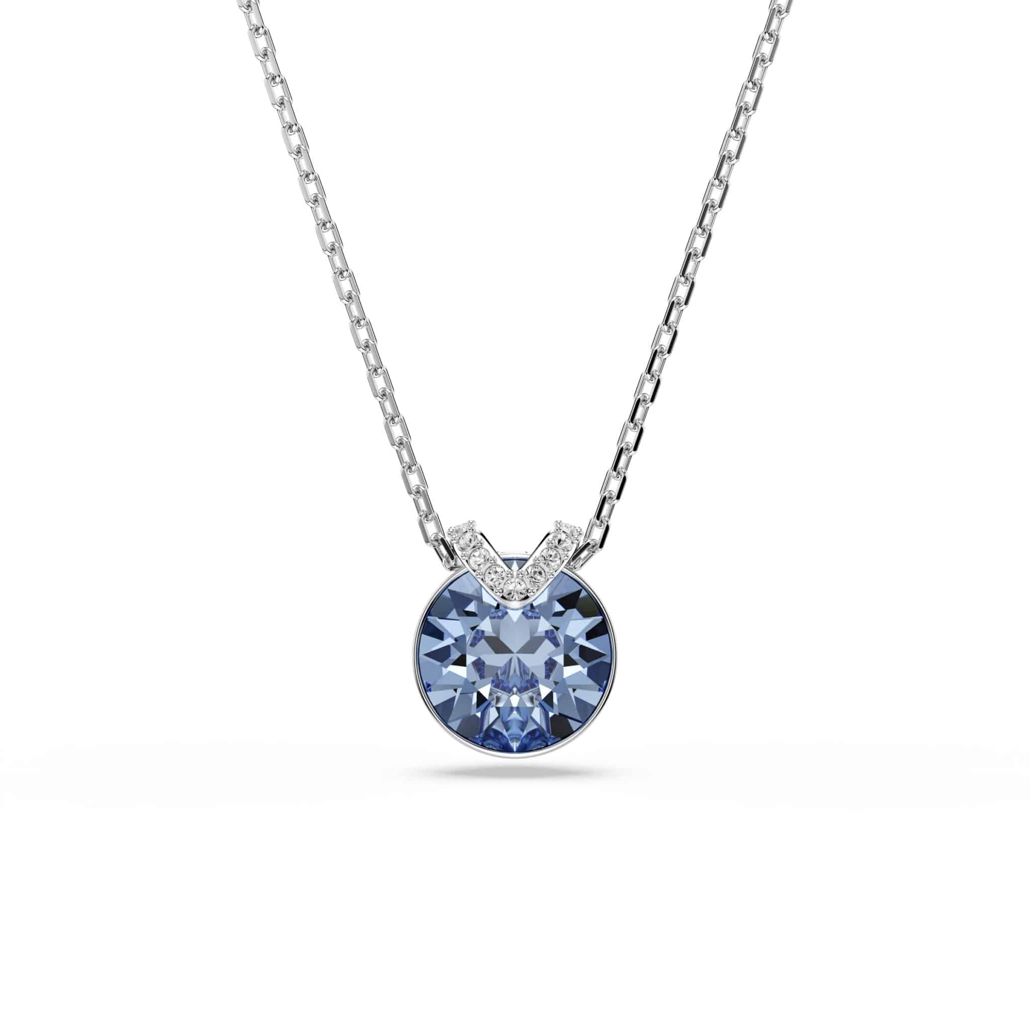 Swarovski Bella Pendant Blue, Rhodium Plated -Swarovski