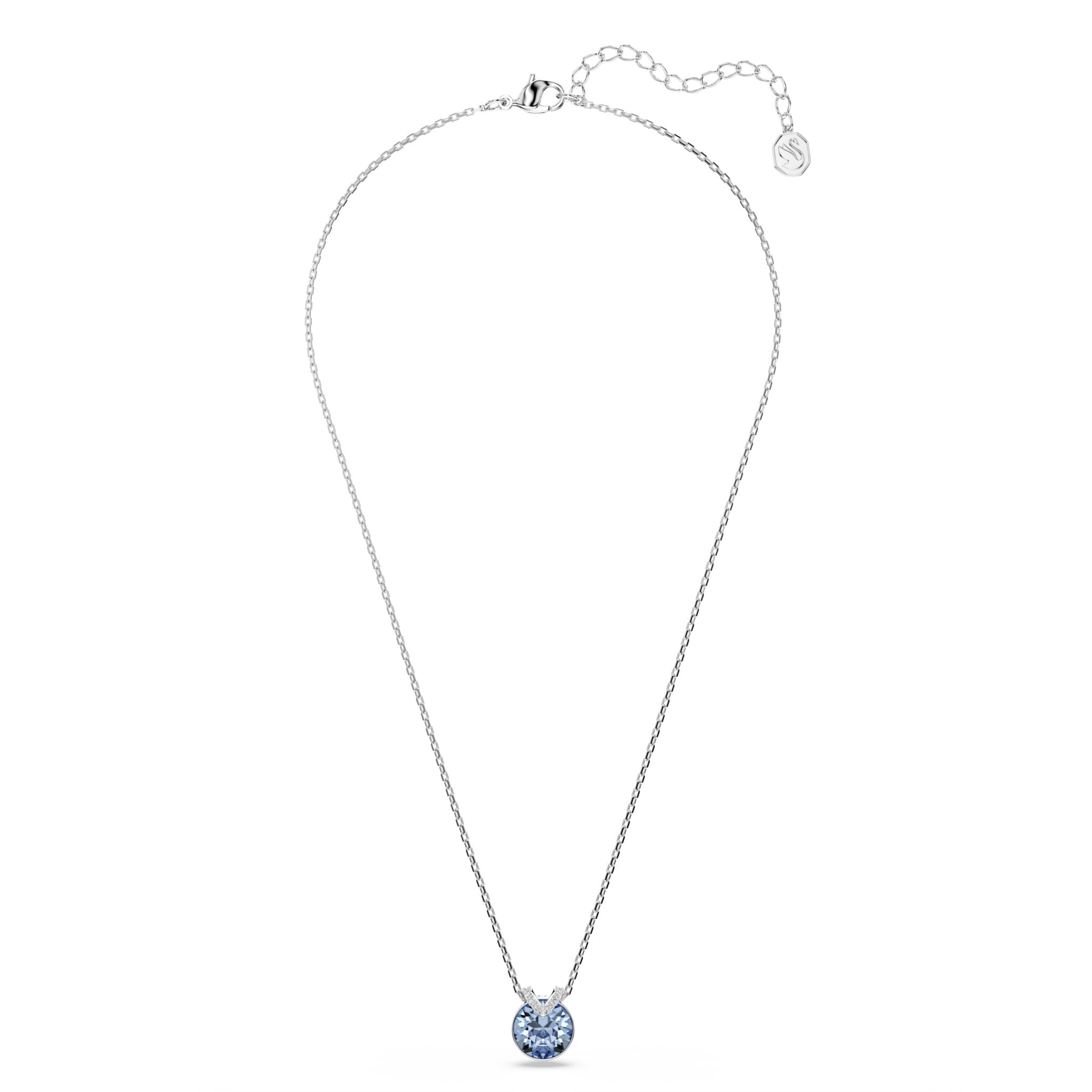 Swarovski Bella Pendant Blue, Rhodium Plated -Swarovski