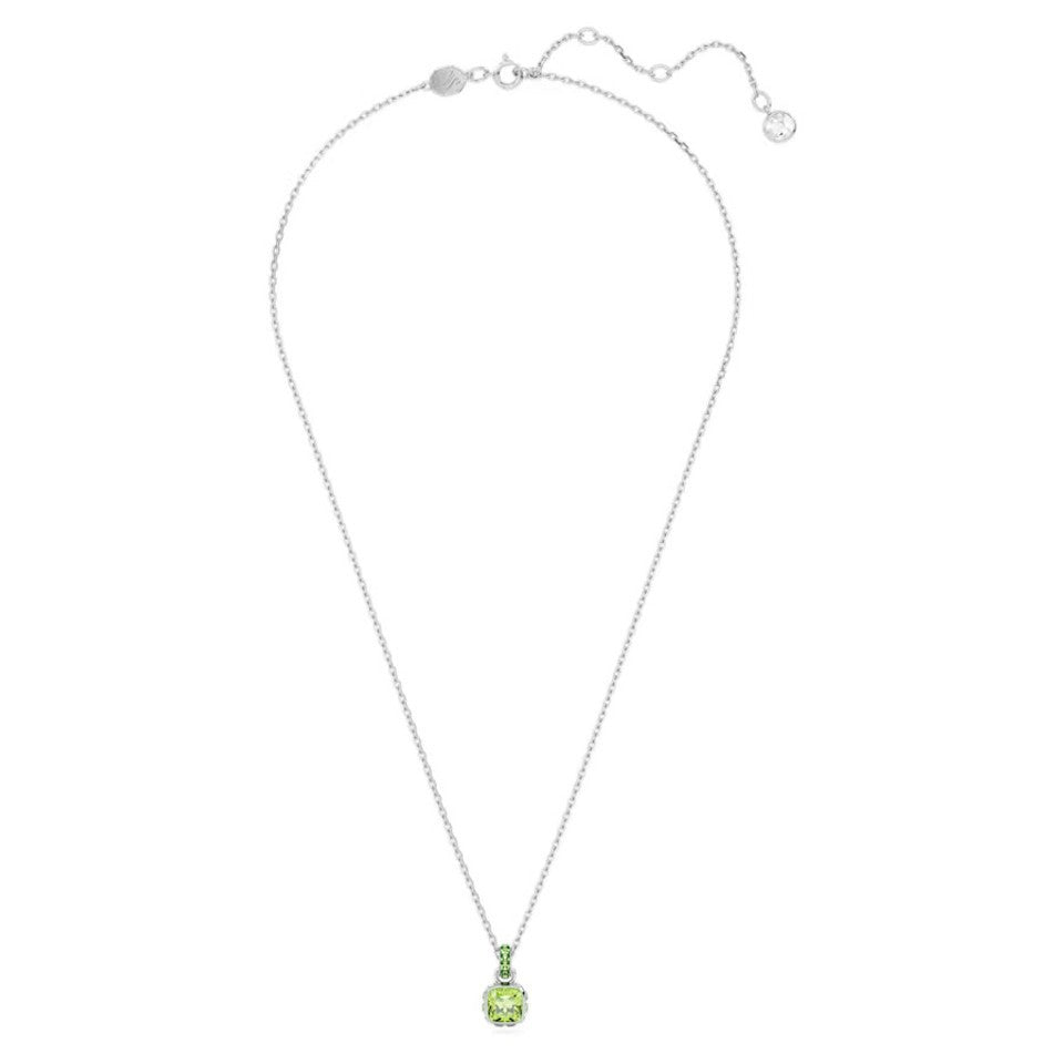 Swarovski Birthstone Pendant, Square Cut, August, Green, Rhodium Plated -Swarovski