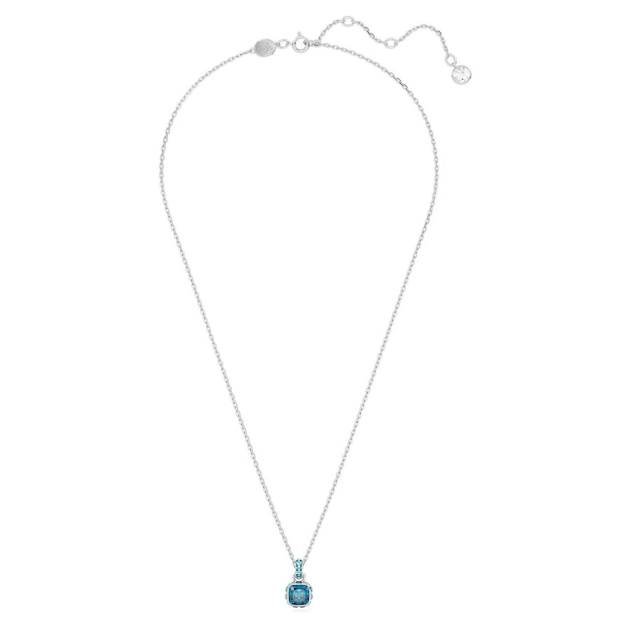 Swarovski Birthstone Pendant, Square Cut, December, Blue, Rhodium plated -Swarovski