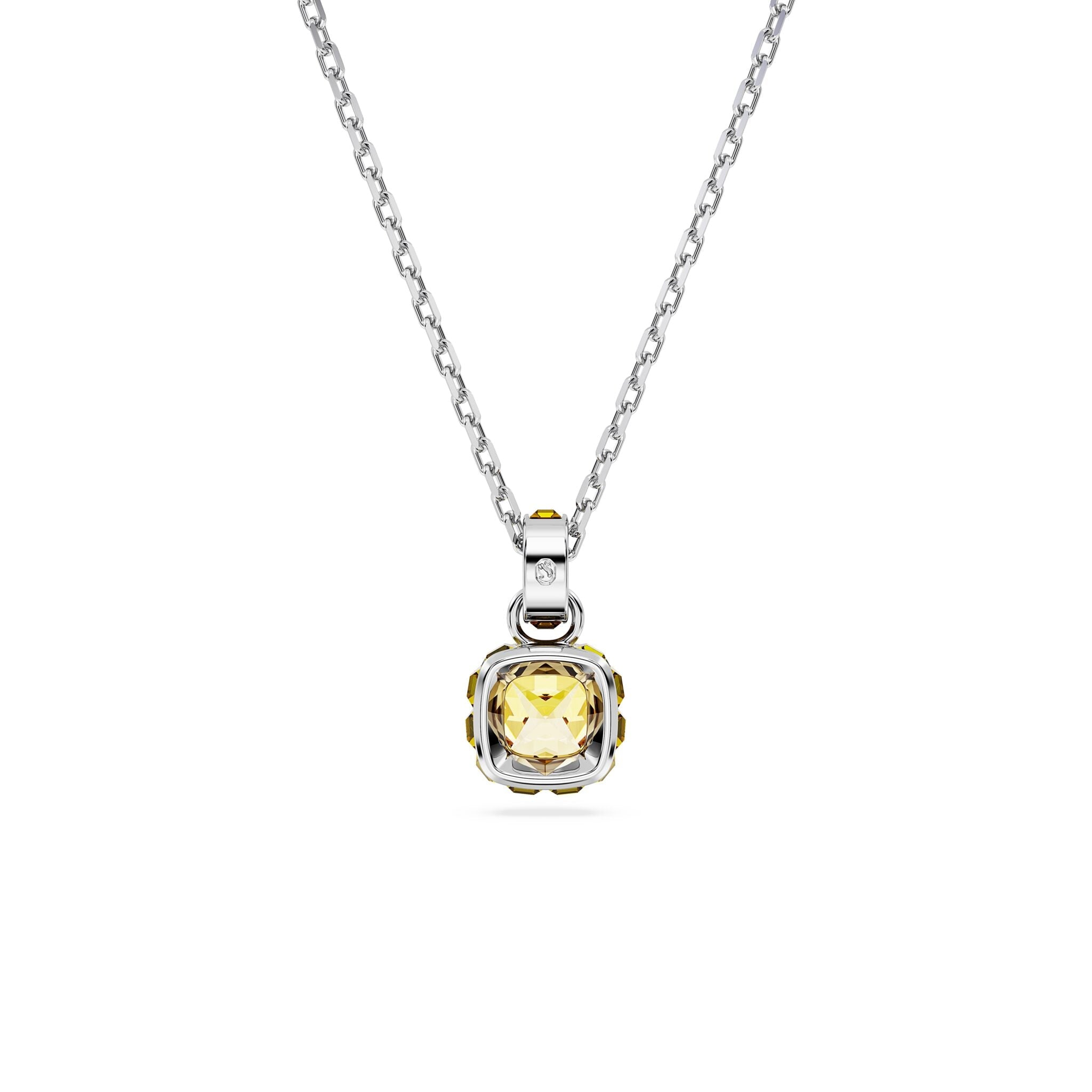 Swarovski Birthstone Pendant, Square Cut, November, Yellow , Rhodium plated -Swarovski