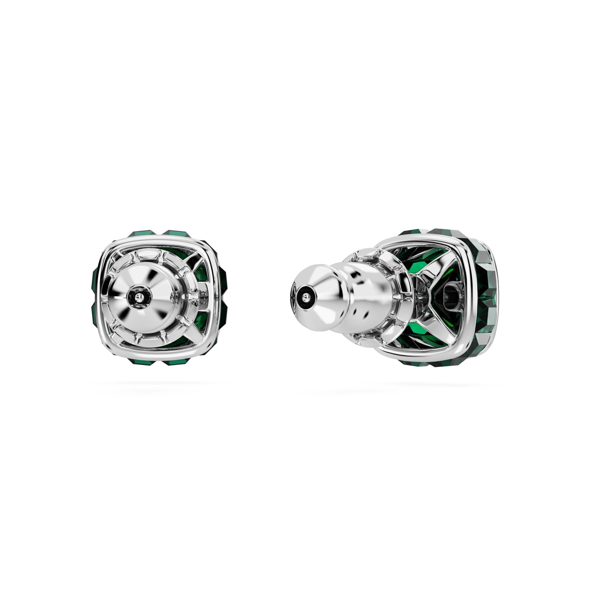 Swarovski Birthstone Stud Earrings, Square Cut ,May, Green, Rhodium Plated -Swarovski