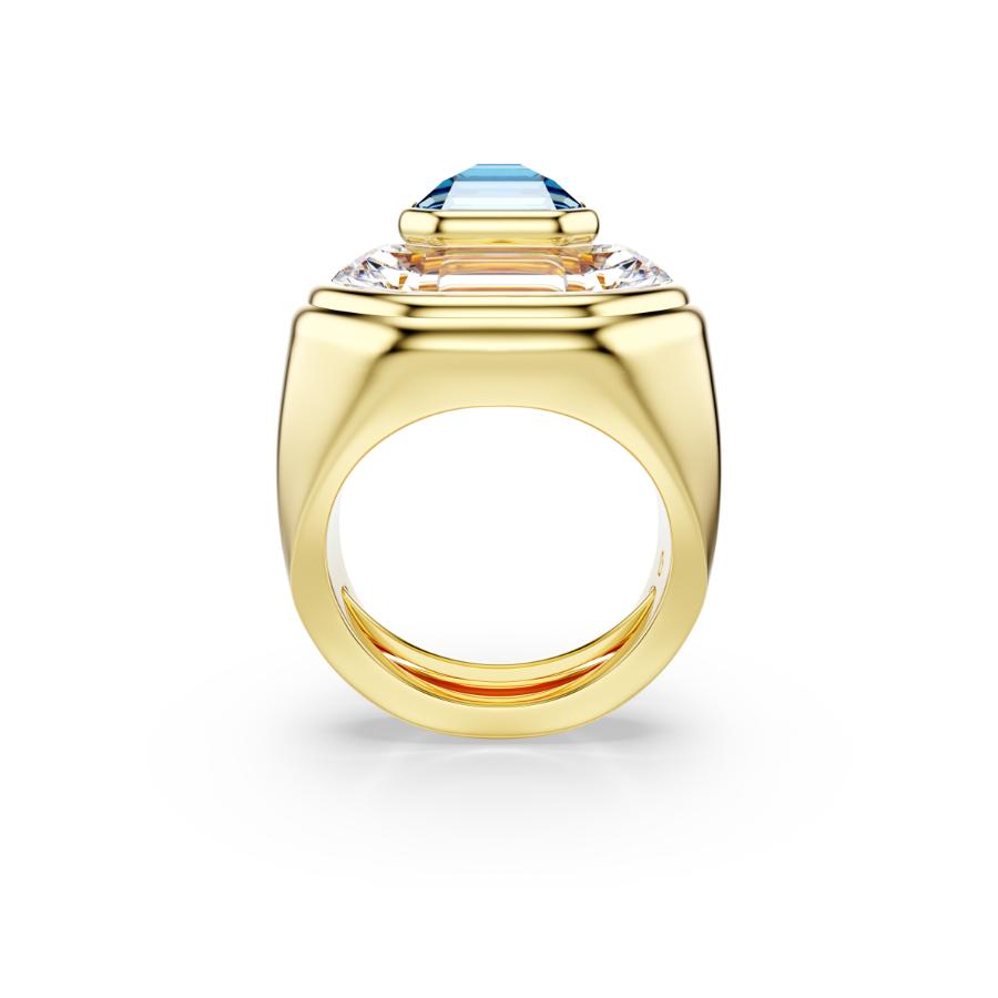 Swarovski Chroma Cocktail Ring, Octagon Cut, Blue, Gold-tone Plated -Swarovski