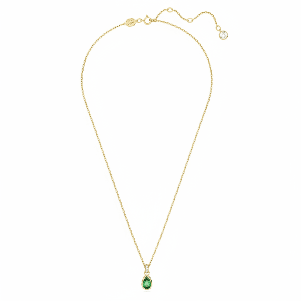 Swarovski Chroma pendant Pear cut, Green, Gold-tone plated -Swarovski