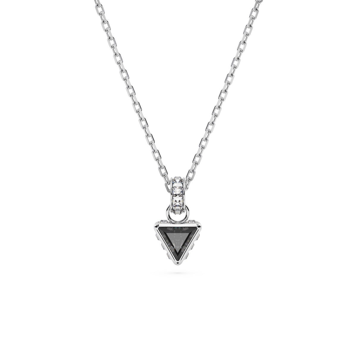 Swarovski Chroma pendant Triangle cut, Gray, Rhodium plated -Swarovski