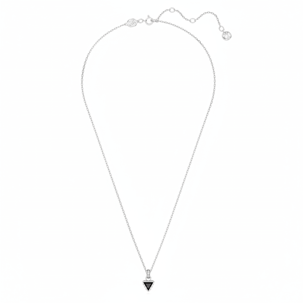 Swarovski Chroma pendant Triangle cut, Gray, Rhodium plated -Swarovski