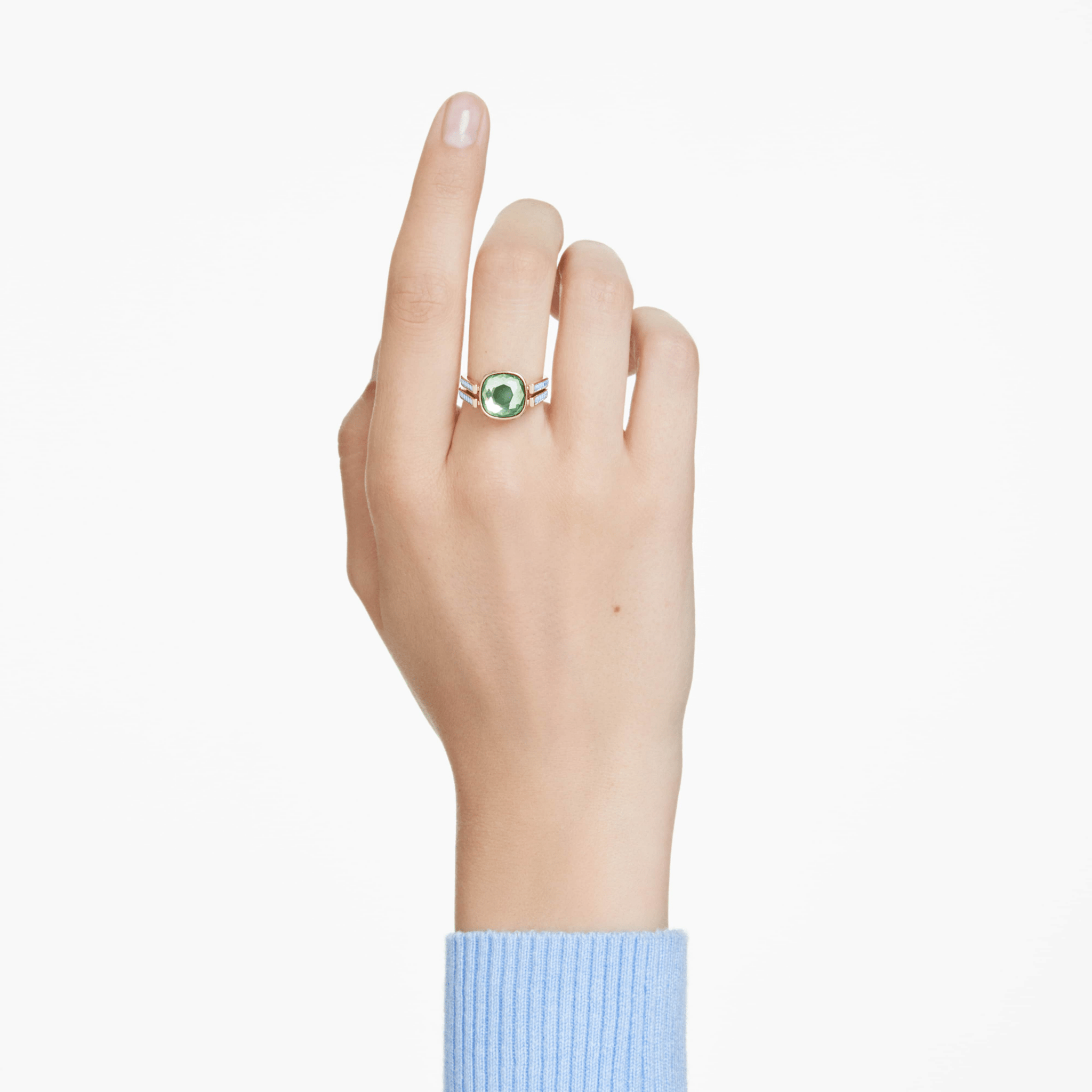 Swarovski Chroma Ring, Cushion Cut, Multicolored, Gold-tone Plated -Swarovski