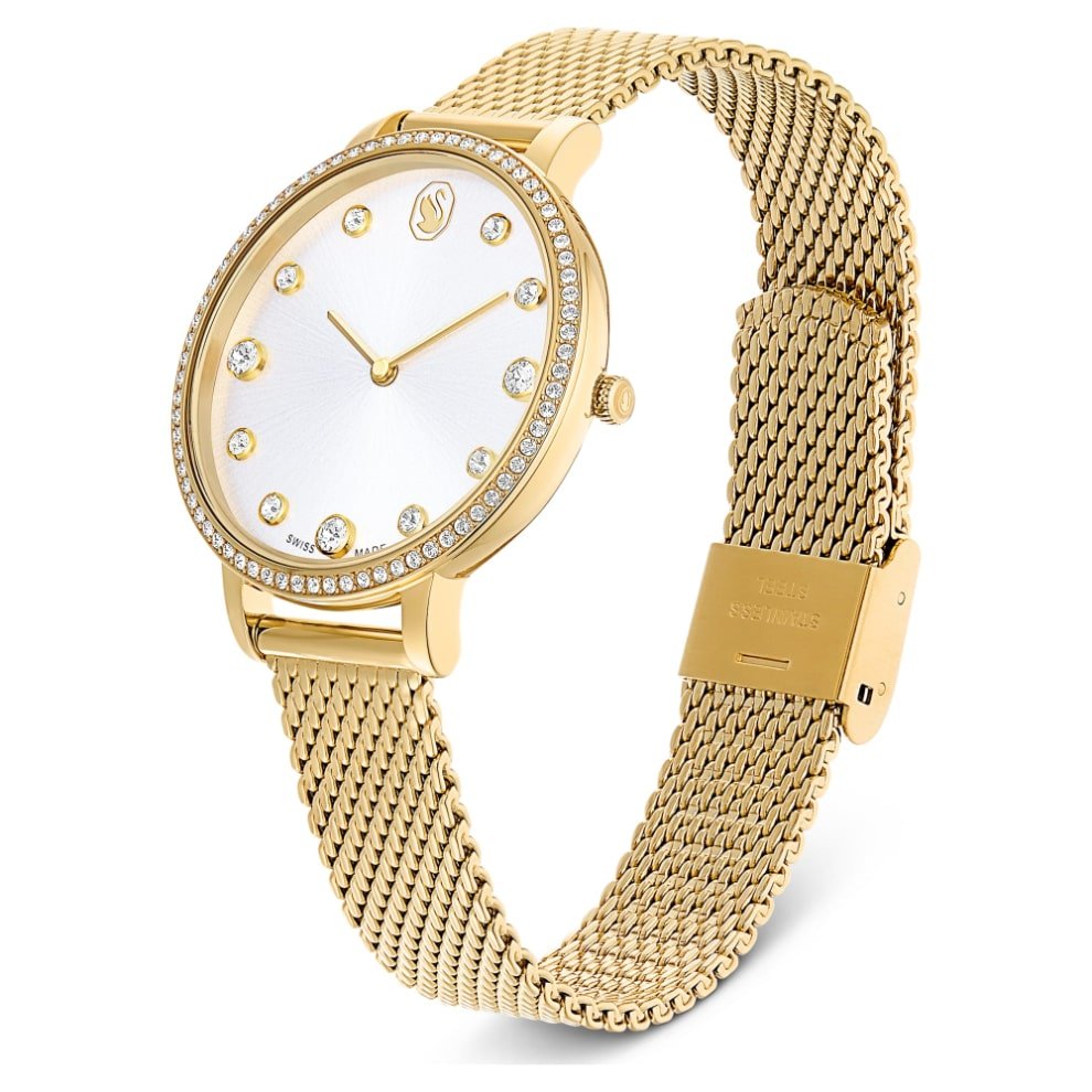 Swarovski Clarica Watch, Swiss Made, Metal Bracelet, Gold tone, Gold-tone finish -Swarovski