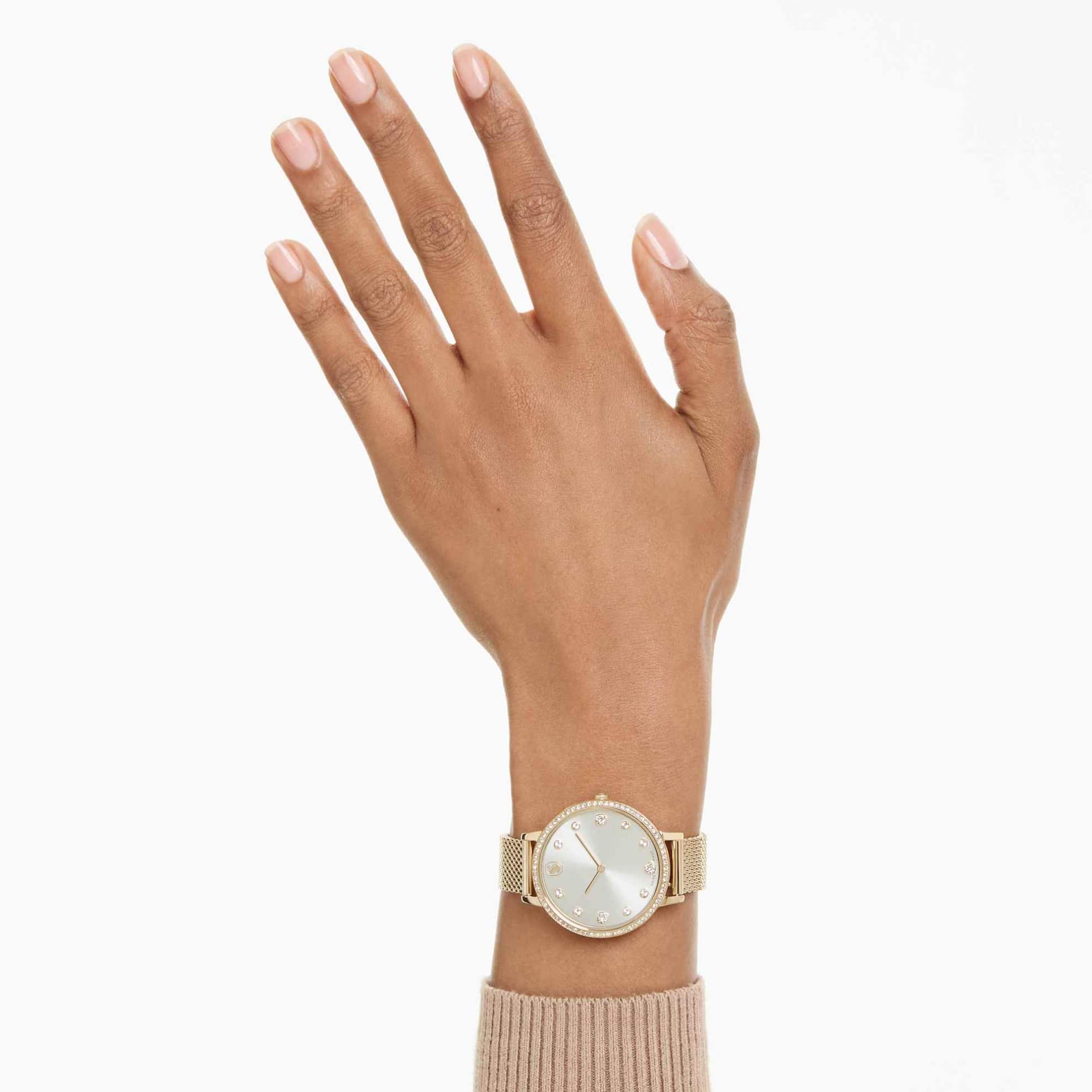 Swarovski Clarica Watch, Swiss Made, Metal Bracelet, Gold tone, Gold-tone finish -Swarovski
