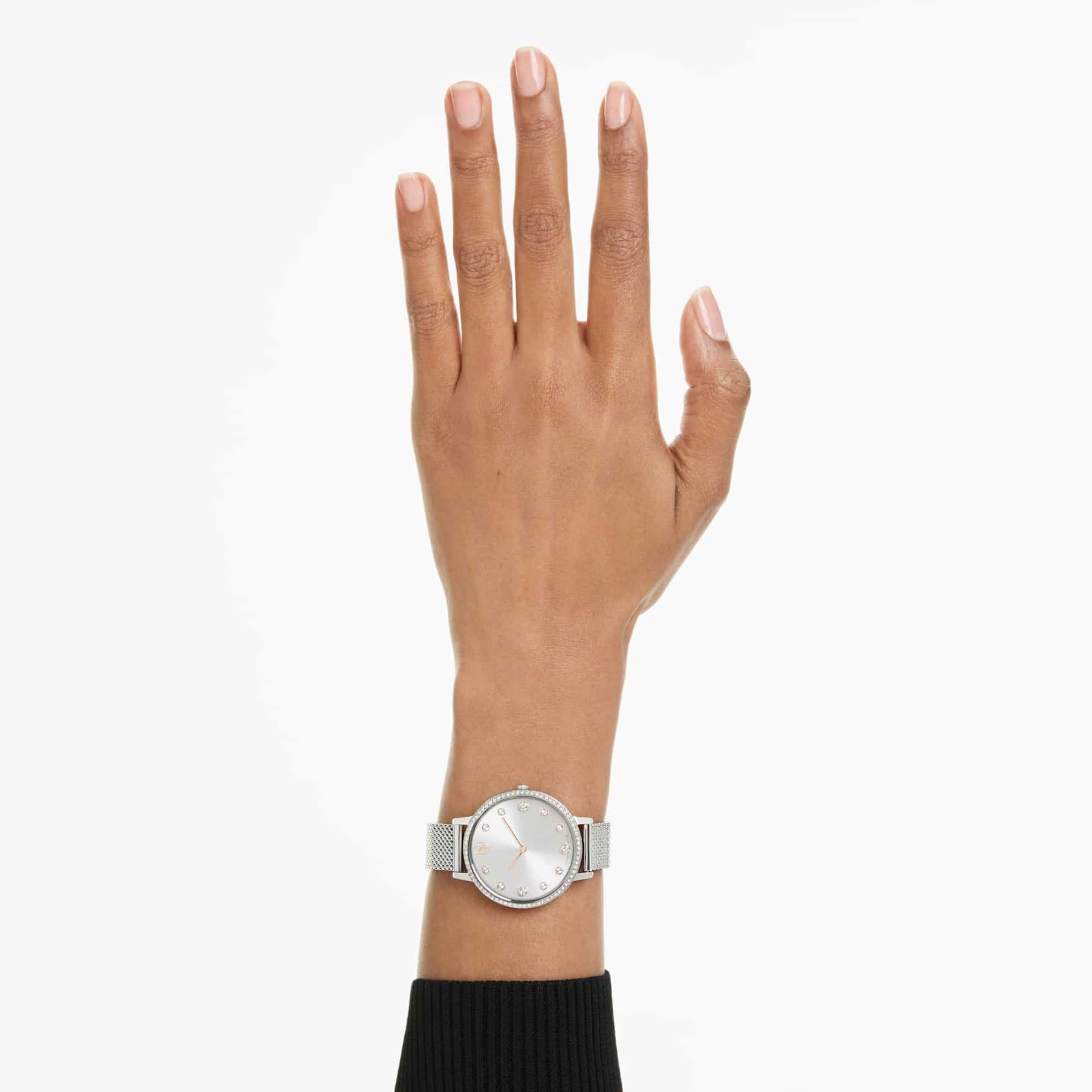 Swarovski Clarica Watch, Swiss Made, Metal Bracelet, Silver tone, Stainless steel -Swarovski