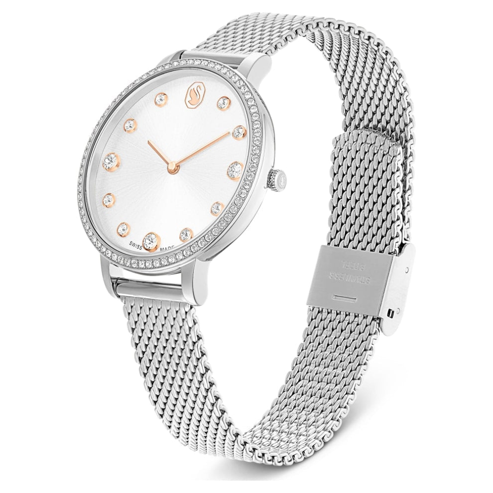 Swarovski Clarica Watch, Swiss Made, Metal Bracelet, Silver tone, Stainless steel -Swarovski