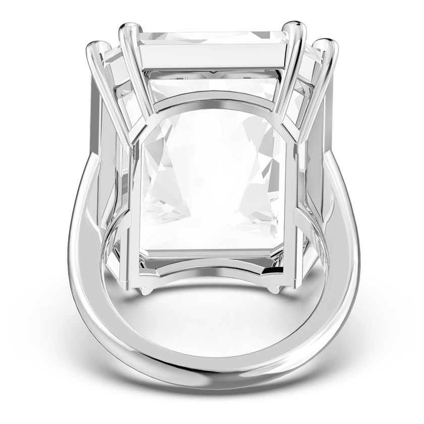 Swarovski Cocktail Ring Oversized Crystal, White , Rhodium Plated -Swarovski