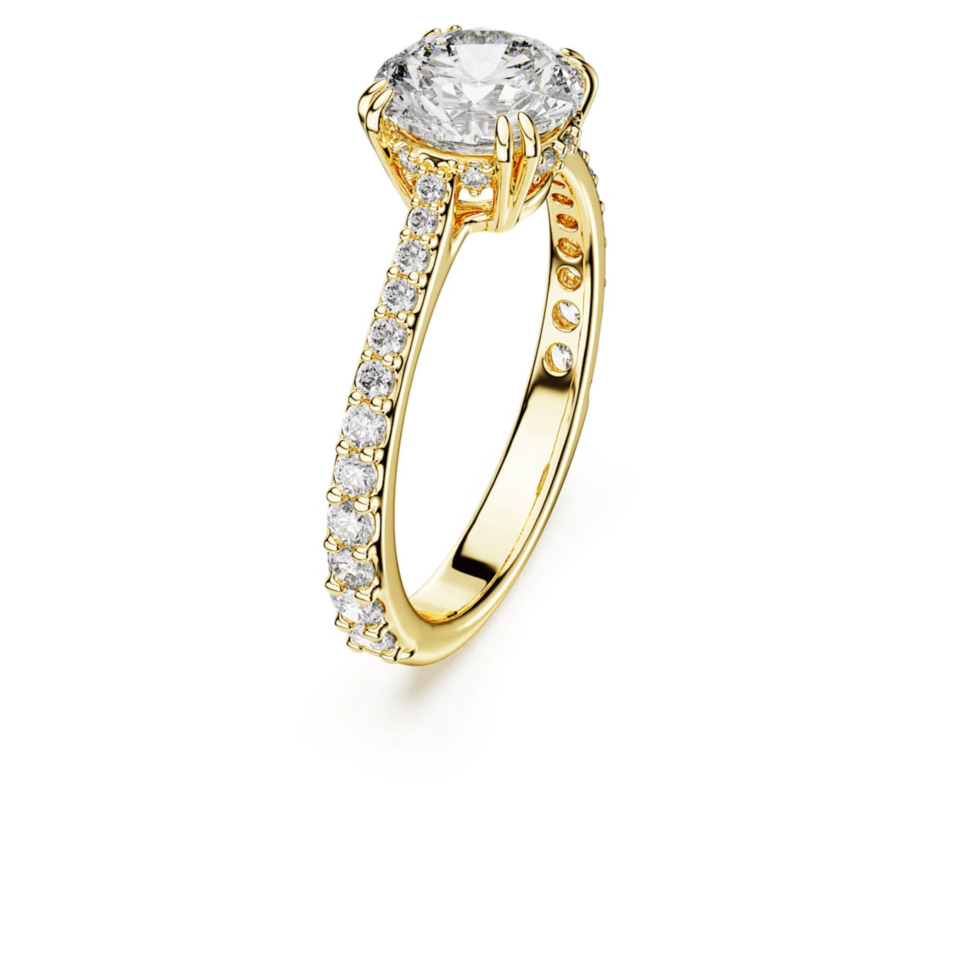 Swarovski Constella Cocktail Ring M Round Cut Pavé White Gold Tone Plated -Swarovski