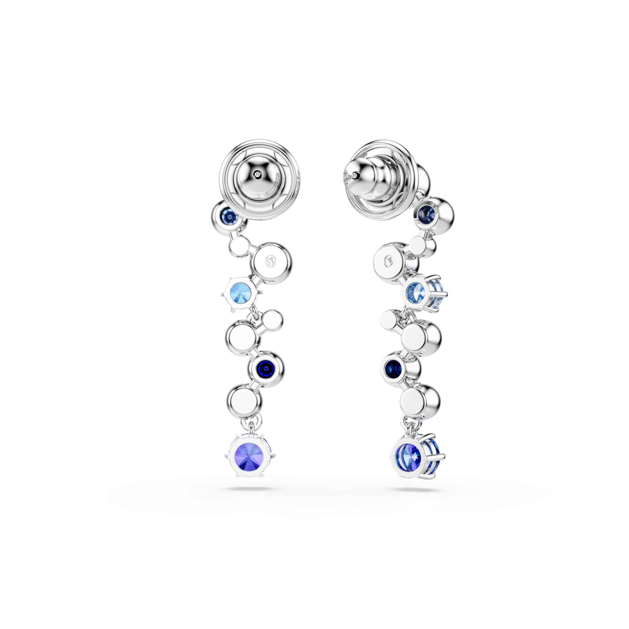 Swarovski Constella Drop Earrings, Mixed Cuts, Blue, Rhodium Plated -Swarovski