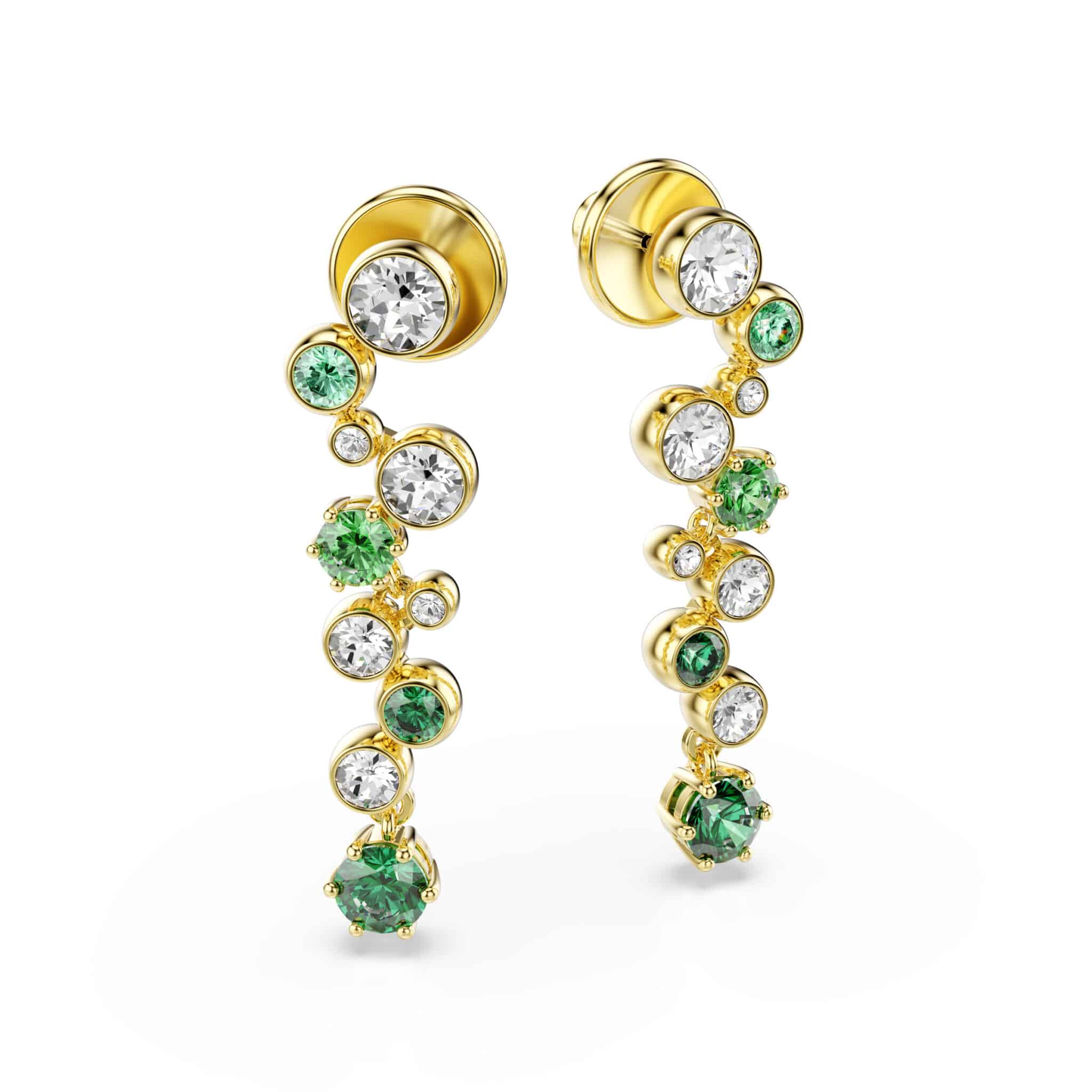 Swarovski Constella Drop Earrings, Mixed Cuts, Green, Gold-tone Plated -Swarovski