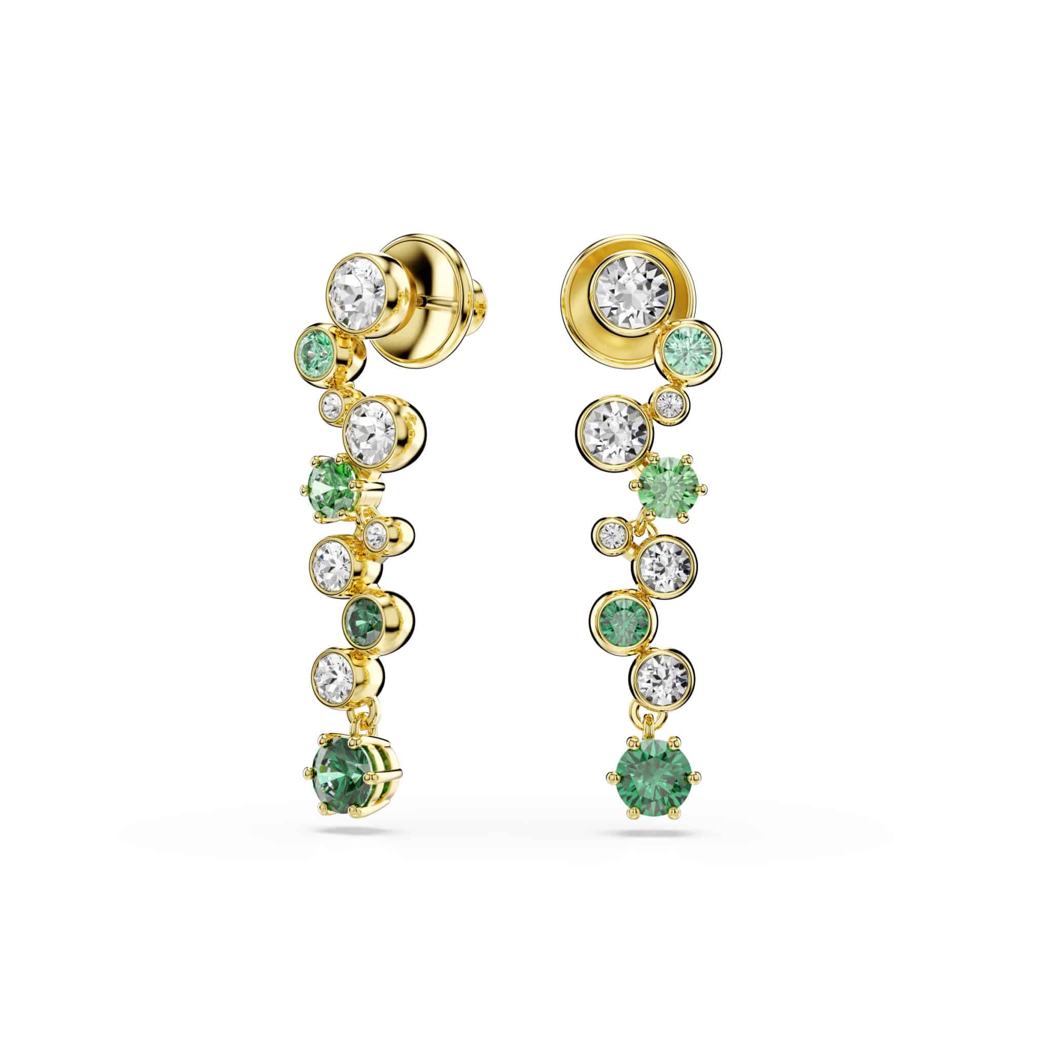Swarovski Constella Drop Earrings, Mixed Cuts, Green, Gold-tone Plated -Swarovski