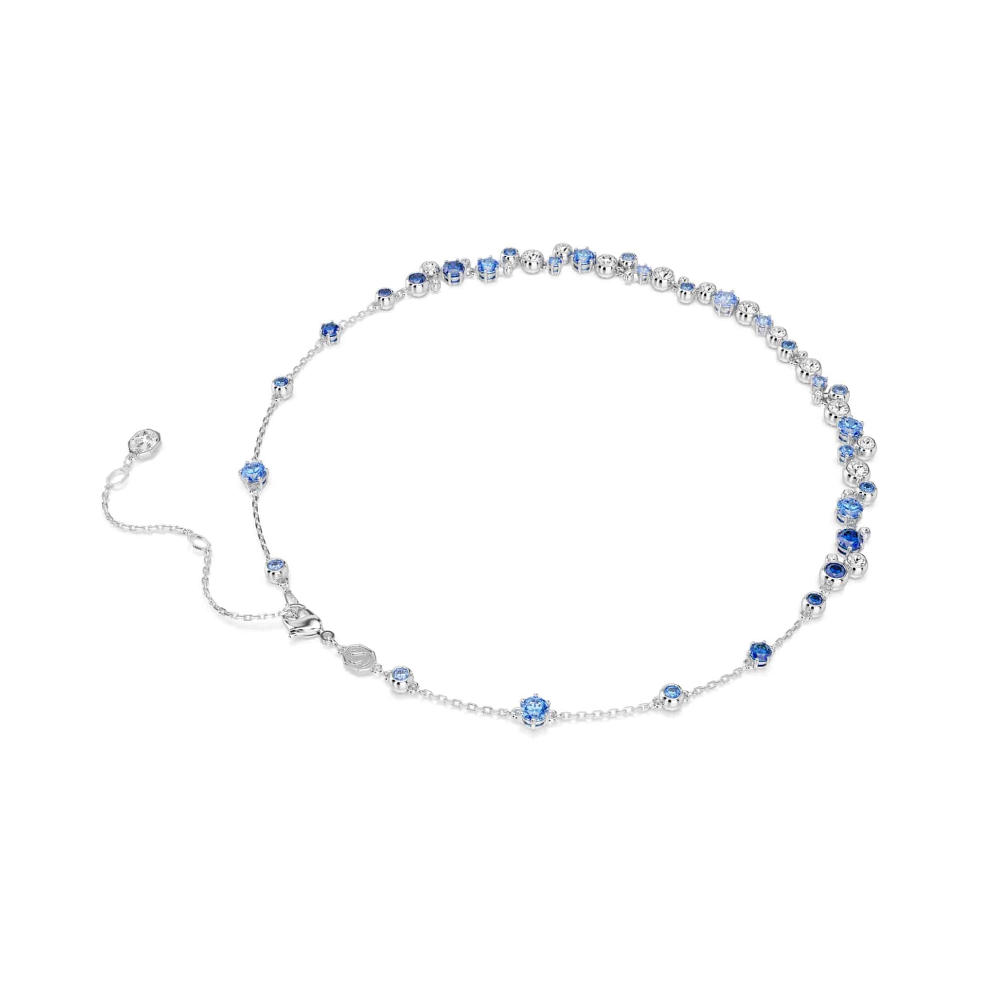 Swarovski Constella Necklace, Mixed Cuts, Blue, Rhodium Plated -Swarovski
