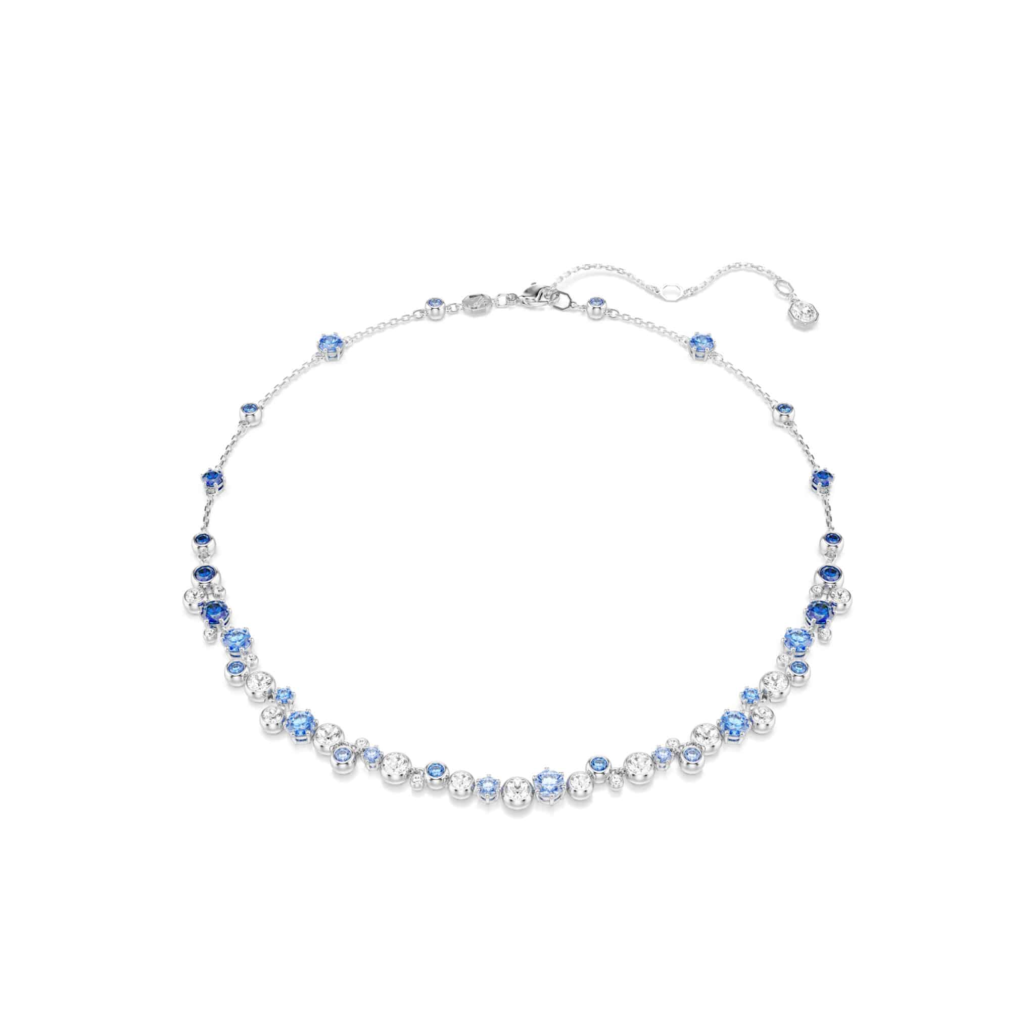Swarovski Constella Necklace, Mixed Cuts, Blue, Rhodium Plated -Swarovski