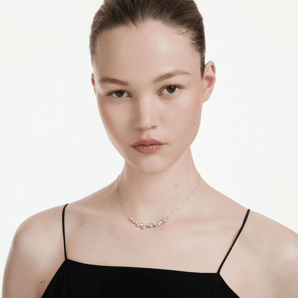 Swarovski Constella Necklace, Mixed Cuts, White, Rhodium Plated -Swarovski