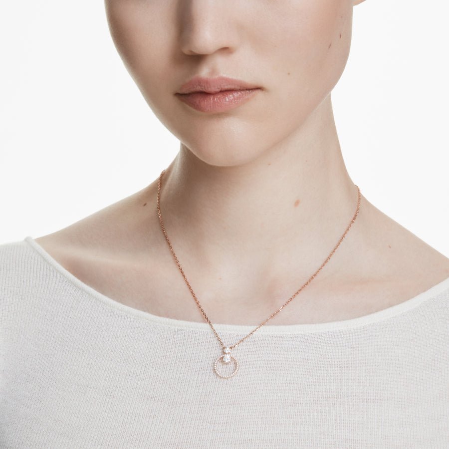 Swarovski Constella Pendant, Pavé, Round Cut, White, Rose Gold-Tone Plated -Swarovski